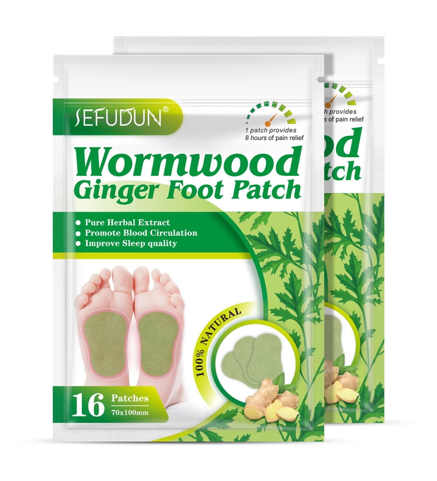 32PCS Wormwood Ginger Foot Pads Natural Herb Wormwood Foot Pads Anti Swelling Ginger Detox Foot Patch Ginger Foot Pads Improve Sleep - Buy Online on GoSupps.com