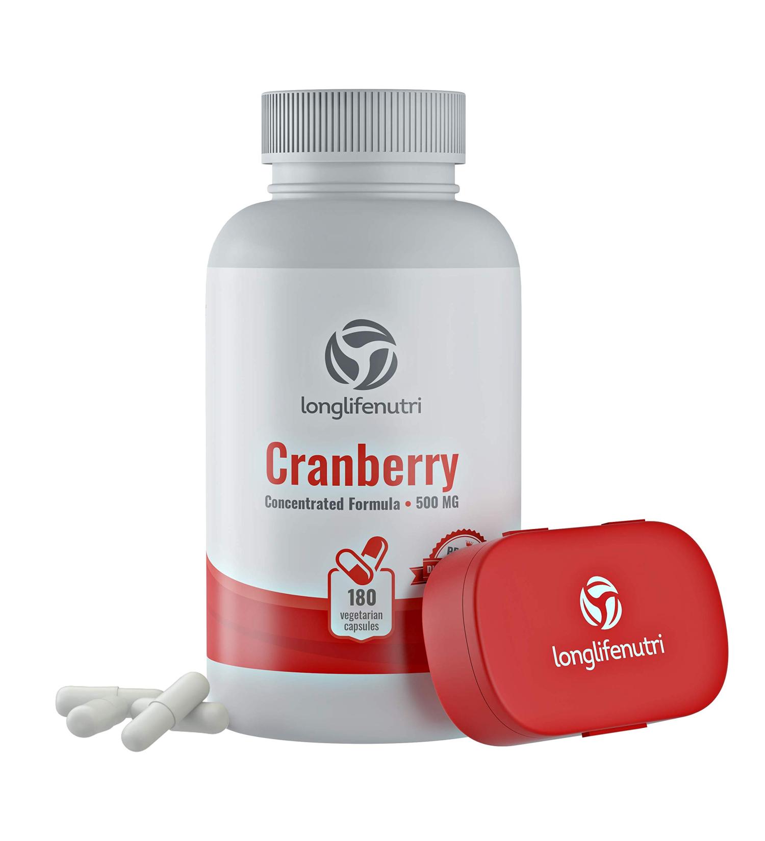 Cranberry 500mg Vegetarian Capsules - UTI Support | Pure Fruit Extract 25,000mg with Vitamin C & E | Herbal Supplement for Urinary Health | 180 Capsules - Buy Online on GoSupps.com