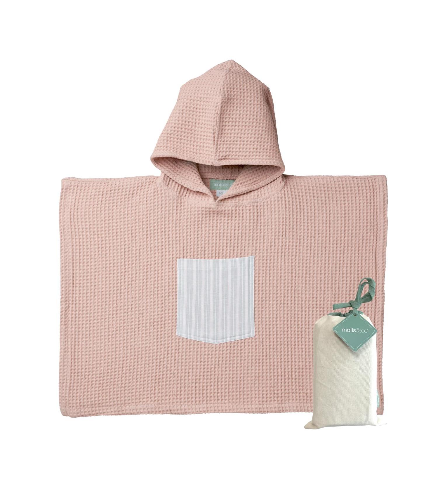 Molis & Co. Kids Batheponcho | Hooded Beach Towel for 1-2 Years | Stripes | Oeko-Tex 100 Certified | Light & Compact Bathrobe in Altrosa - Buy Online on GoSupps.com