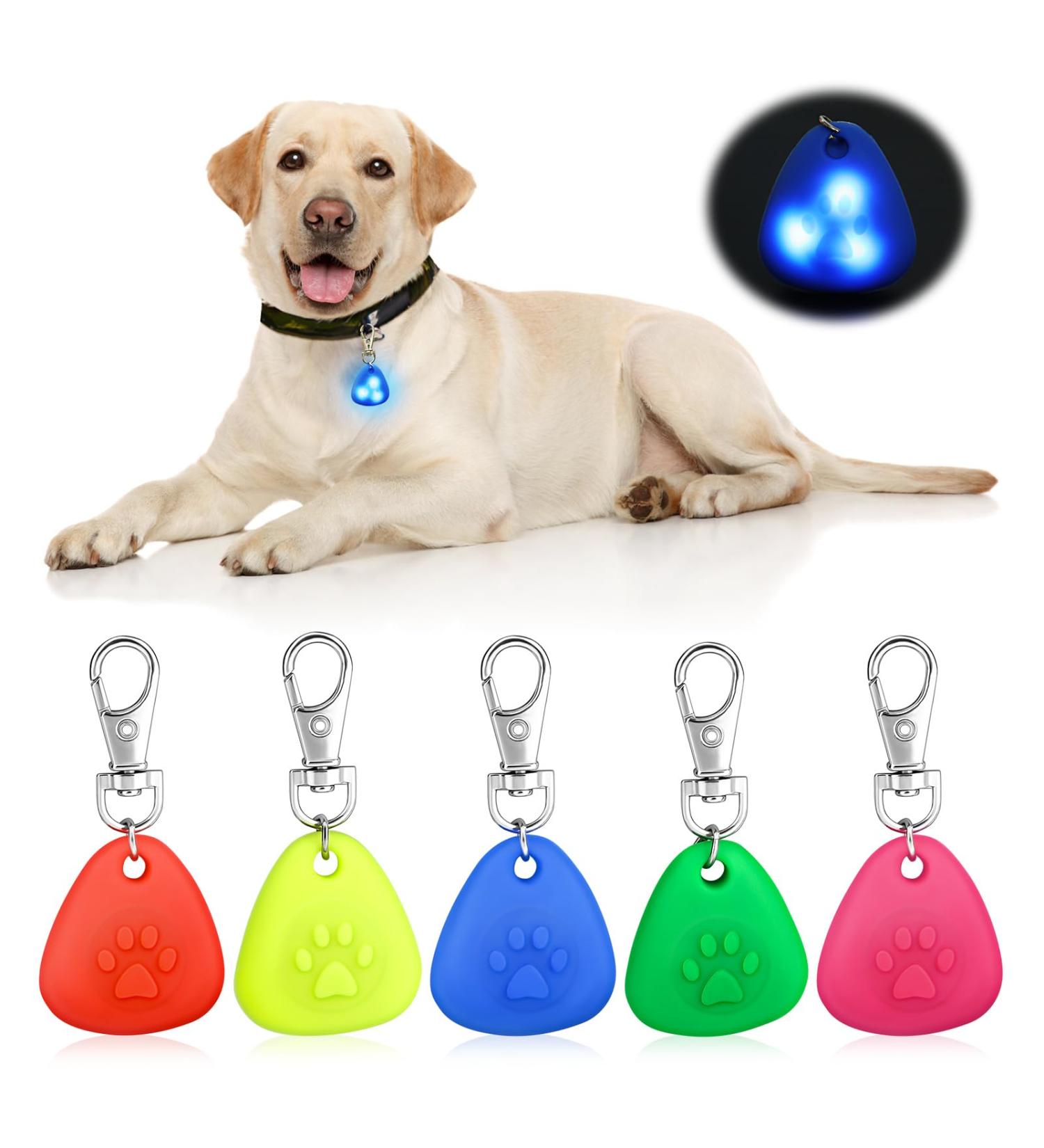 5-Piece Silicone Dog LED Light Keychain | Waterproof Security Pet Lights for Dogs & Cats 3 Flashing Modes - Buy Online on GoSupps.com