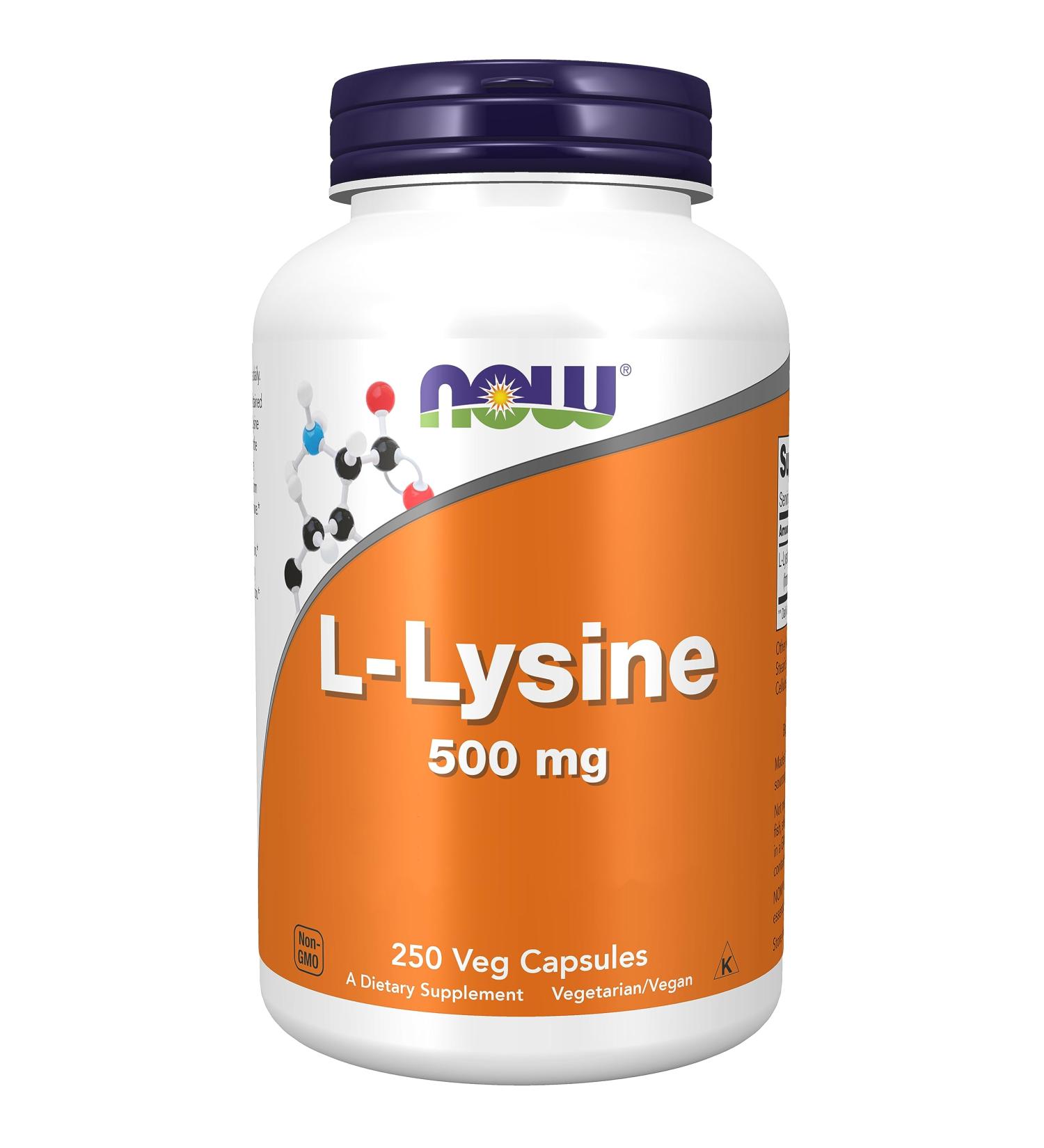 Now Foods L-Lysine 500mg - 250 Vegan Capsules | Lab-Tested Amino Acid | Gluten & SOYA Free | Vegetarian - Buy Online on GoSupps.com