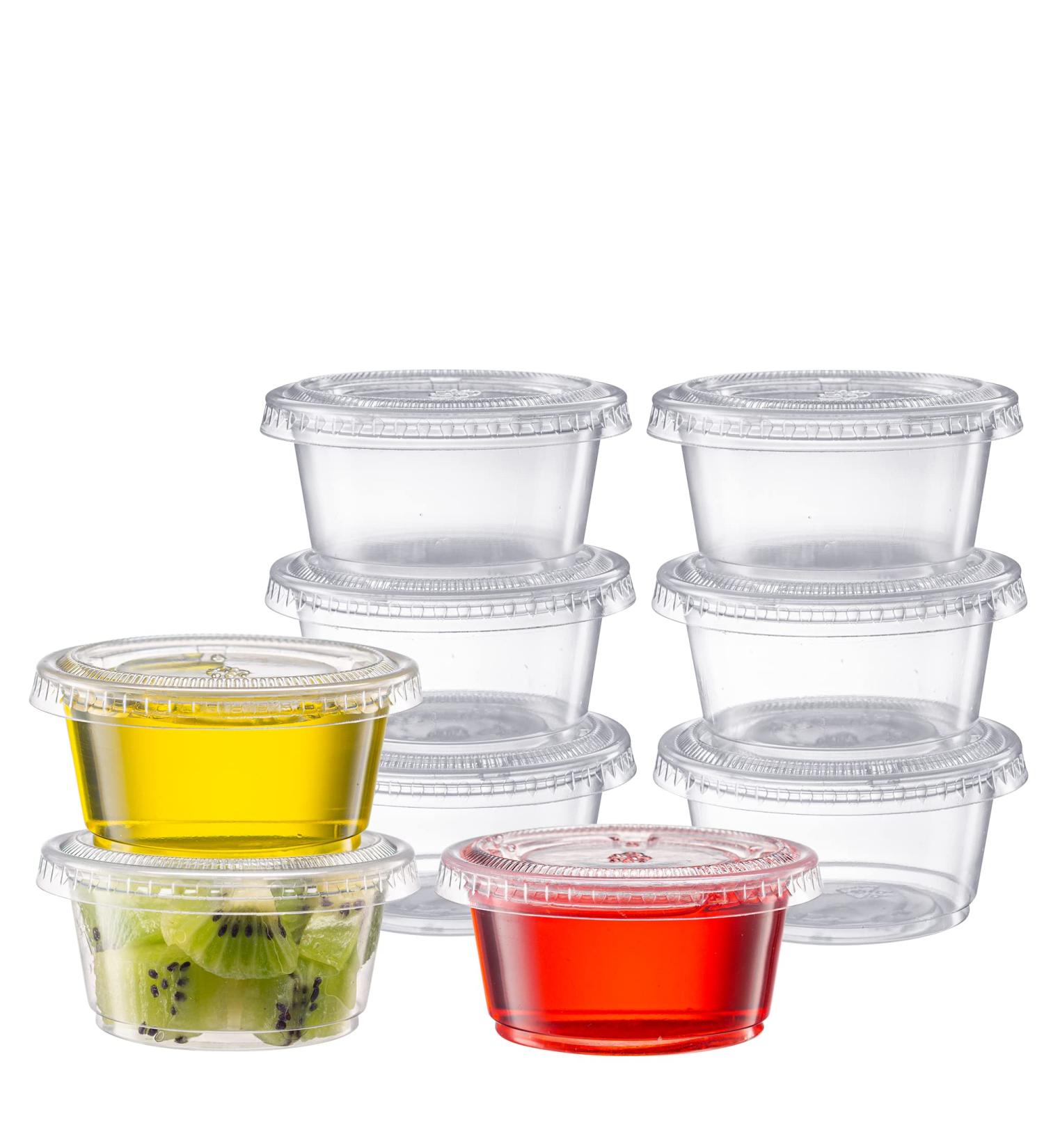 Pantry Value 200 Sets - 2 oz. Jello Shot Cups with Lids | Small Plastic Condiment Containers for Sauce, Salad Dressings, Ramekins, Portion Control - Clear - Buy Online on GoSupps.com