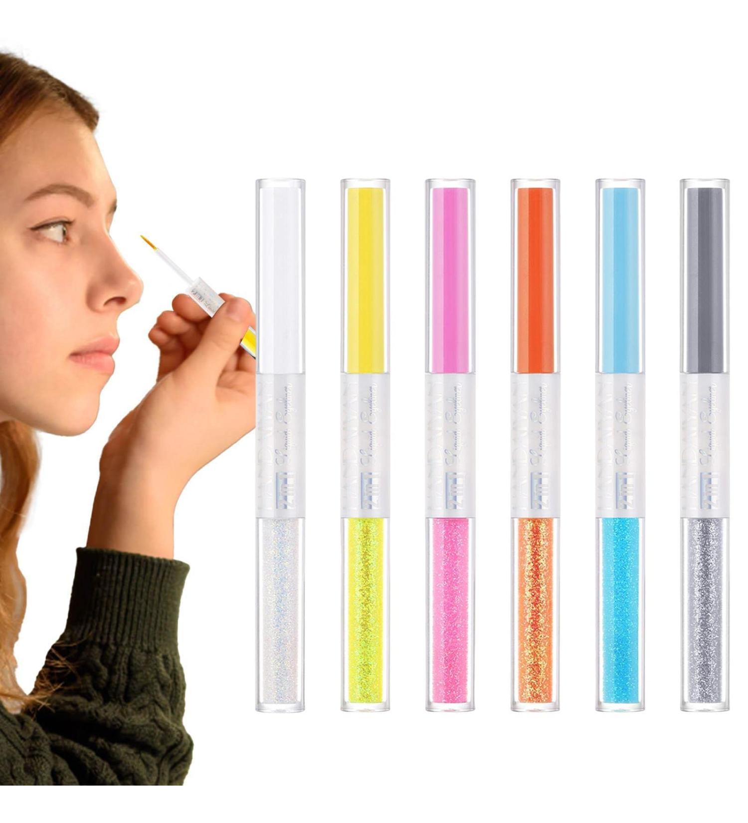  Dous Colored Eyeliner - Set of Double-Ended Liquid Eyeliner in 6 Colors - Eyeliner Pencil - Liquid and Shiny Glitter Eyeliner - Soft Eye Makeup - Buy Online on GoSupps.com