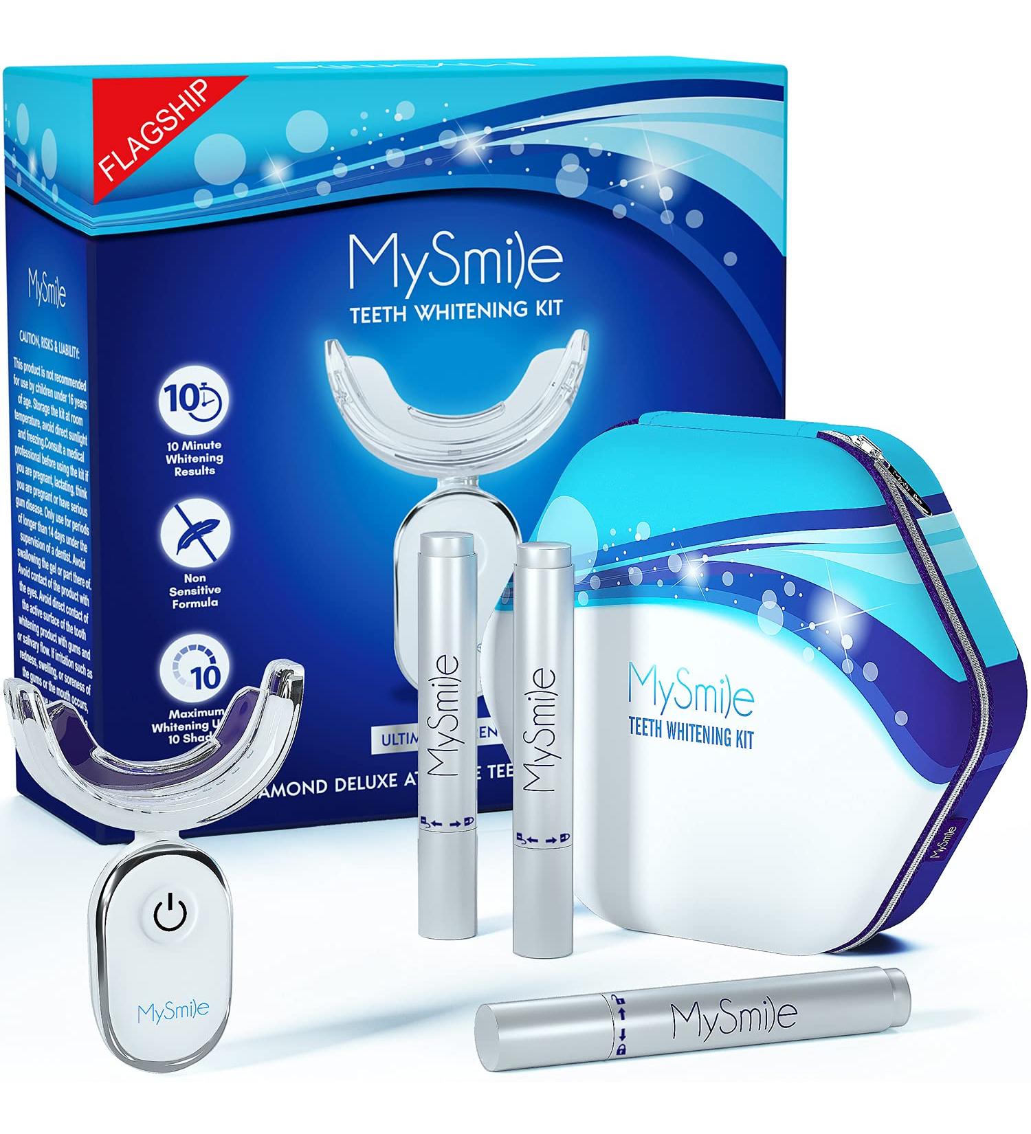 MySmile Teeth Whitening Kit with LED Light - Non-Sensitive 10 Min Whitening, Enhanced Carbamide Peroxide Pen - Removes Coffee, Smoking, Wine Stains - Buy Online on GoSupps.com