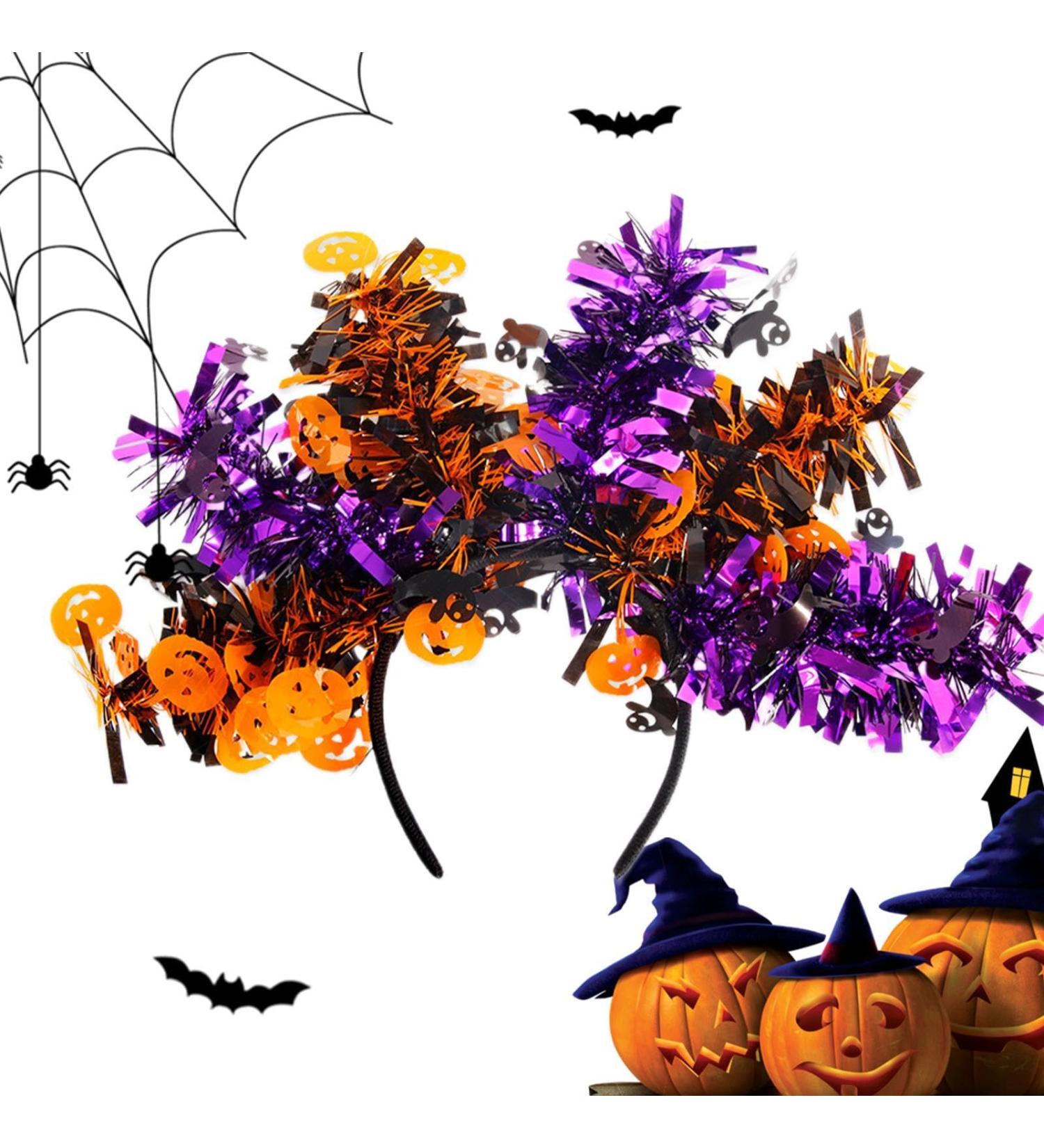 Halloween Headbands for Women - Pumpkin Ghost Bat Skeleton Colorful Wool Strips Halloween Hair Bands | Halloween Accessories for Adults Halloween Headwear Favors - Buy Online on GoSupps.com