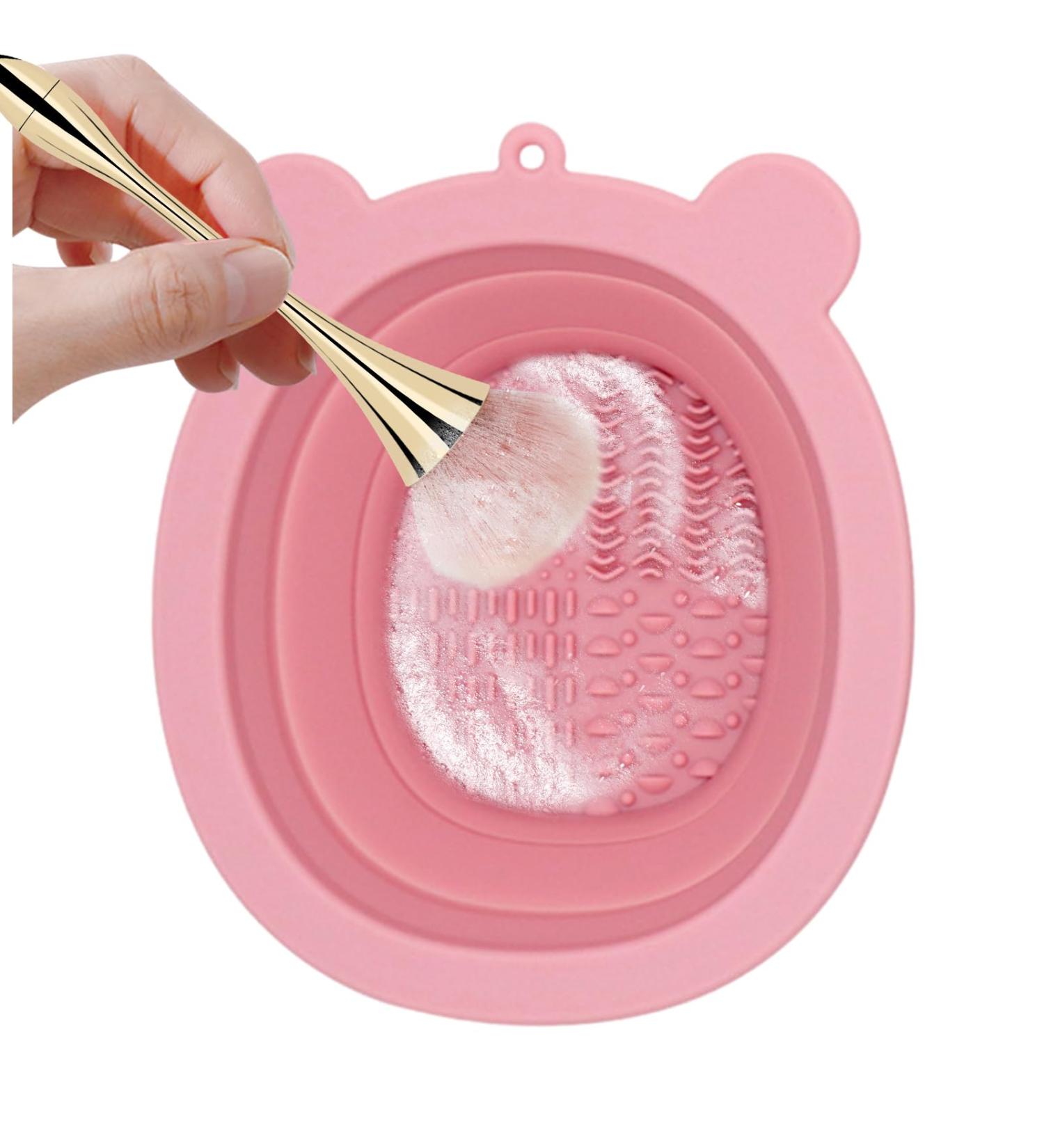 Youpo Silicone Make Up Brush Cleaning Mat Bear-shaped Brush Cleaning Pad Makeup Brush Cleaner Cleaning Pad And Scrubber Cleaning Tool For Brushes Sponges Pink Color - Buy Online on GoSupps.com