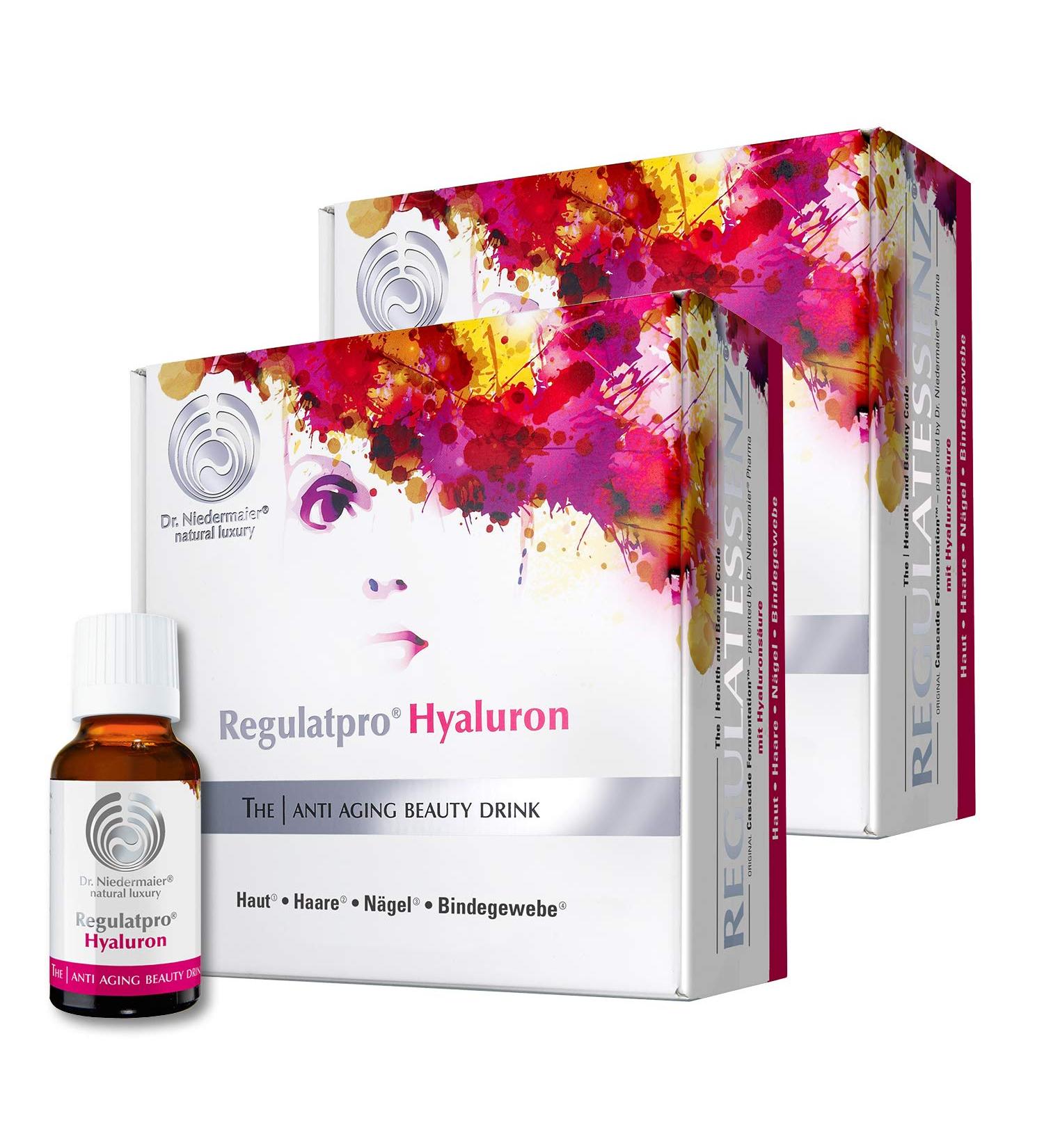Buy Dr. Niedermaier Regulatpro Hyaluron Beauty Drink | Anti-Aging with Hyaluronic Acid Vitamin C D Biotin & Zinc | International Shipping Available - 40x20ml (2 Pack) - Buy Online on GoSupps.com