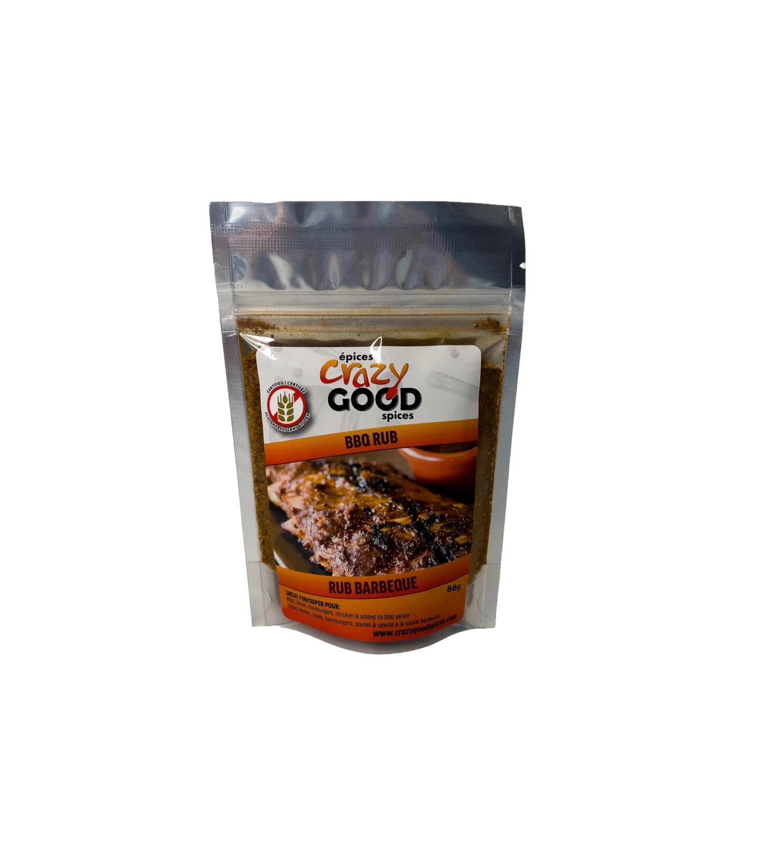 Crazy Good Spices Natural Essential Pack Certified Gluten Free From Natural Ingredients - 1 Count - BBQ Rub flavour - RUB BARBEQUE (86g) - Buy Online on GoSupps.com