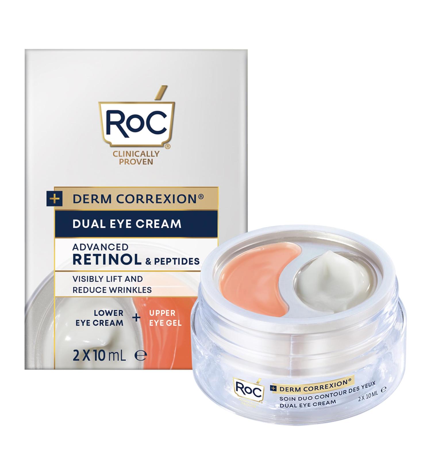 RoC Derm Correxion Dual Eye Cream with Advanced Retinol + Peptides for Puffy Eyes and Dark Circles 2 x 10mL - Buy Online on GoSupps.com
