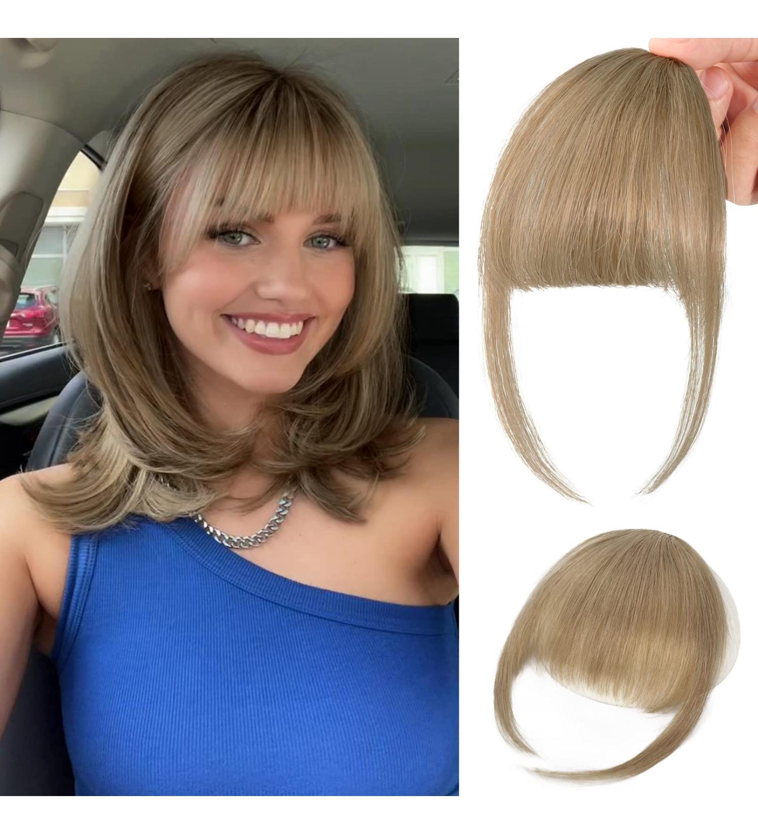 REECHO 100% Human Hair Wispy Bangs Clip in Extensions - Ash Brown Air Bangs for Women - Buy Online on GoSupps.com