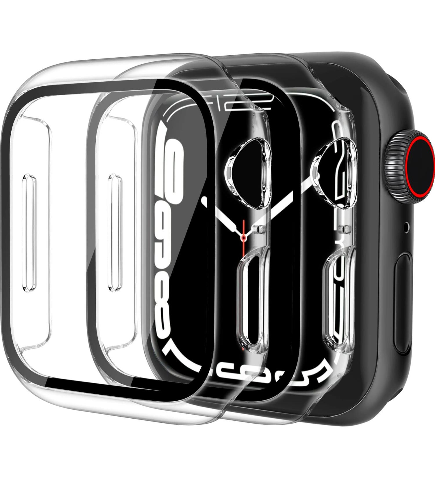QHOHQ 2 Pack Hard PC Case Compatible with Apple Watch Series 8 45mm & Series 7 45mm with Tempered Glass Screen Protector Full Coverage Touch Sensitive Ultra-Thin HD Bumper Protective Cover - Clear Transparent 45mm - Buy Online on GoSupps.com