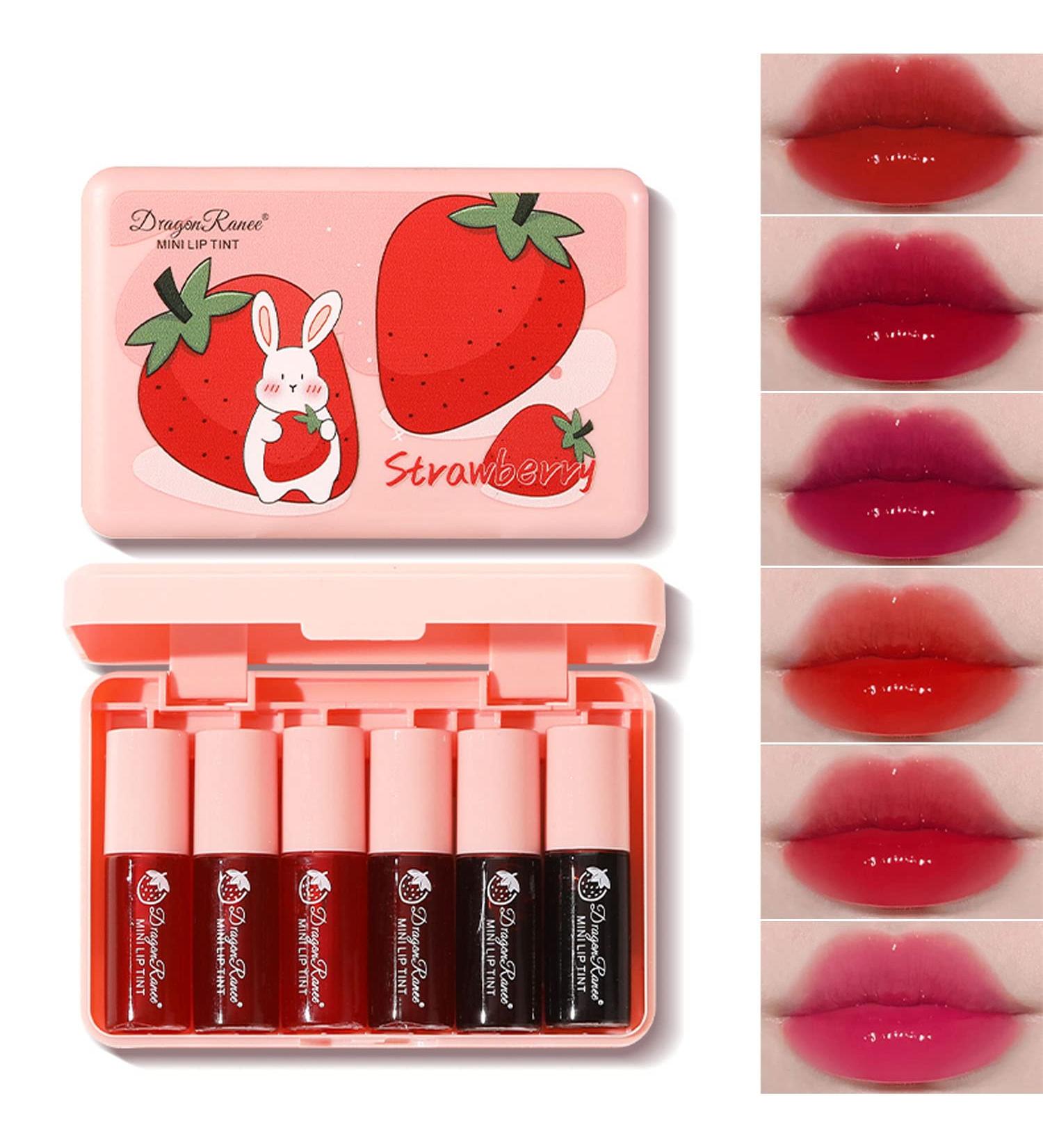 6 Colors Lip Tint Stain Set - Korean Lip Gloss Plumping Liquid Lipstick - Long Lasting & Waterproof Lip and Cheek Tint - High Pigment Vivid Colors - Lip Makeup Set - Buy Online on GoSupps.com