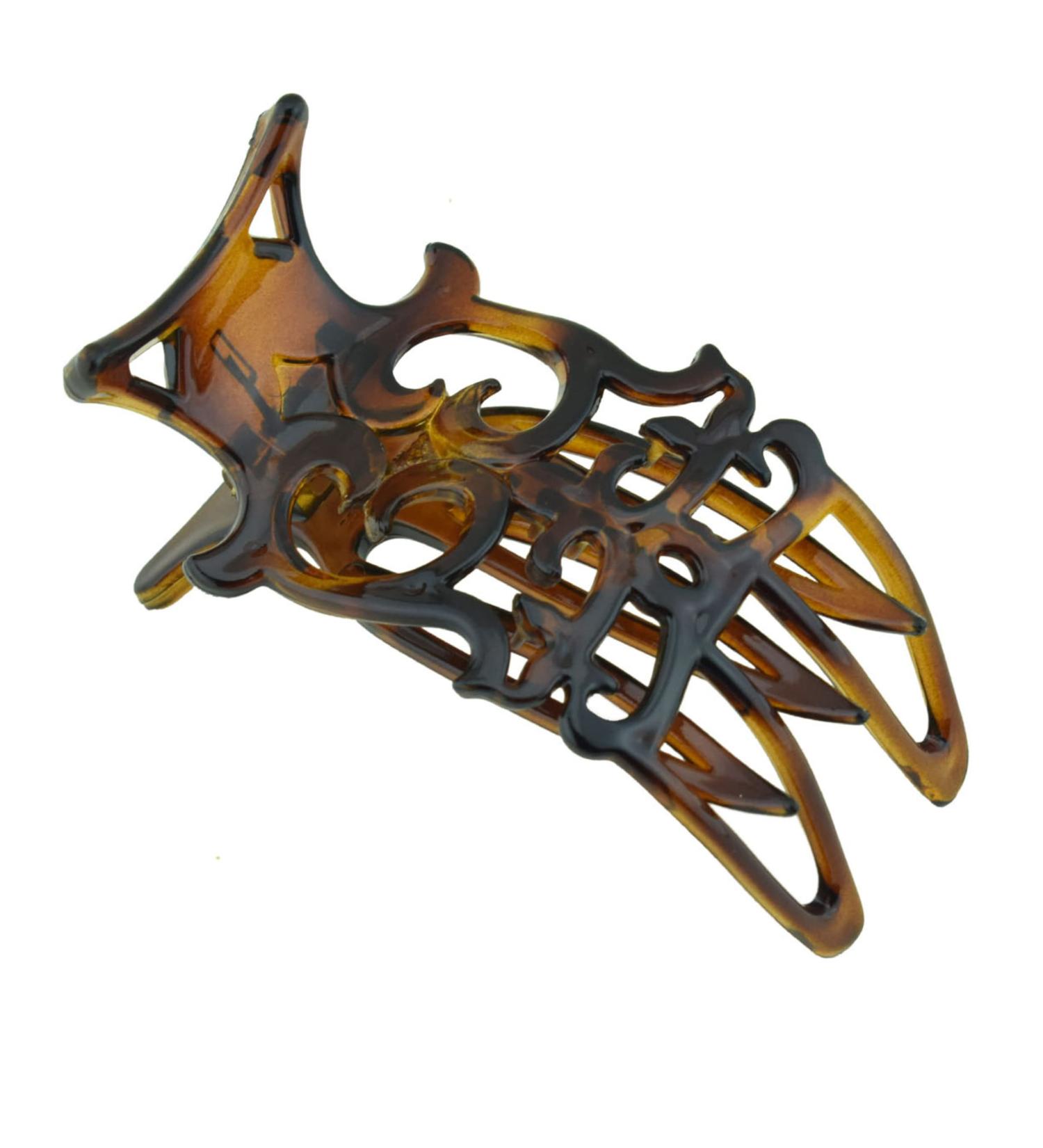 Parcelona Small Shell Slide Claw for Fine Hair | French Intricate Celluloid Side Slider Hair Updo - Buy Online on GoSupps.com
