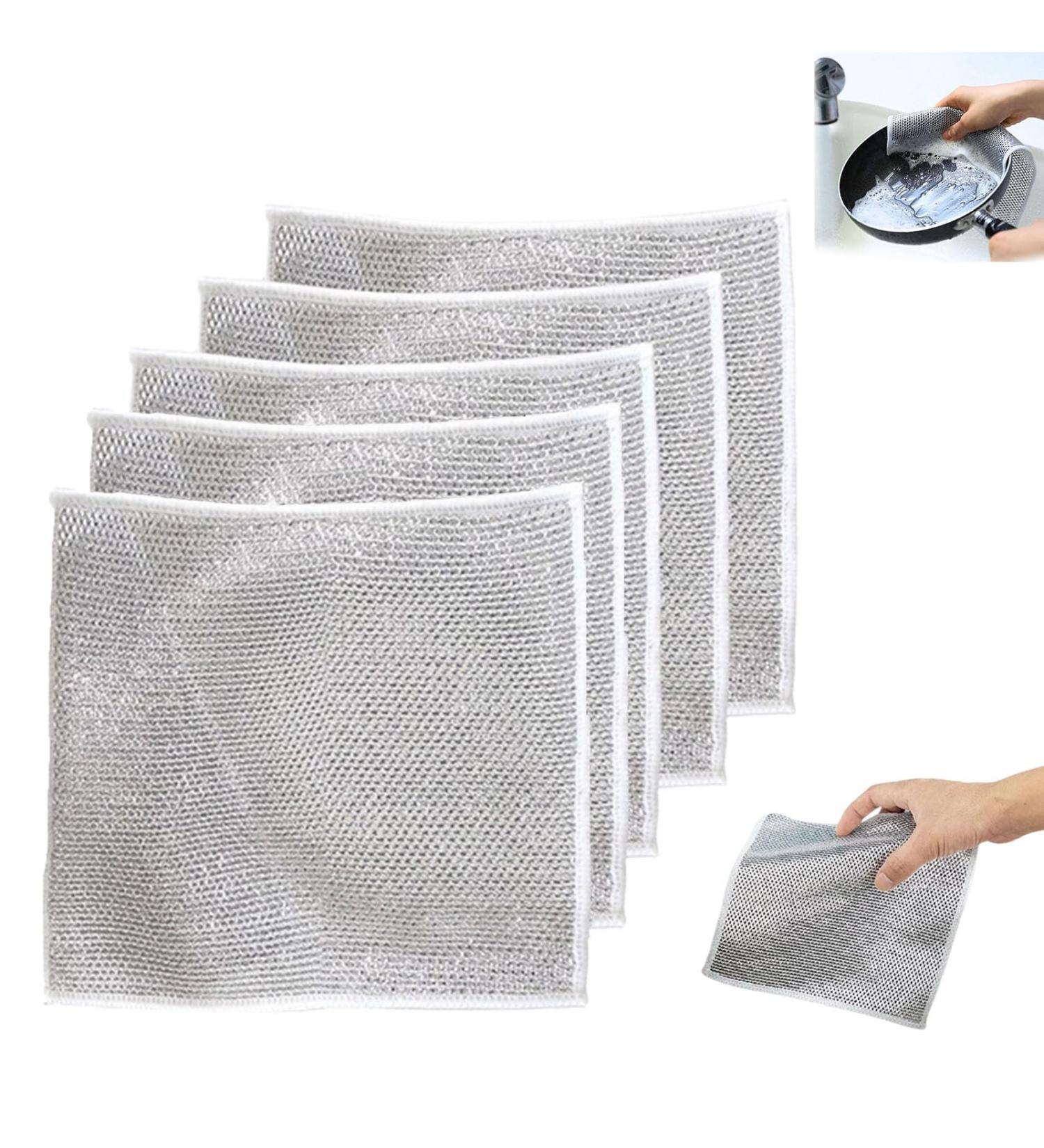 Multipurpose Wire Miracle Cleaning Cloths Wire Miracle Cleaning Cloths Magnifying Wire Dishwashing Rag Resuable Stainless Steel Scrubber Cloth (5PCS) - Buy Online on GoSupps.com