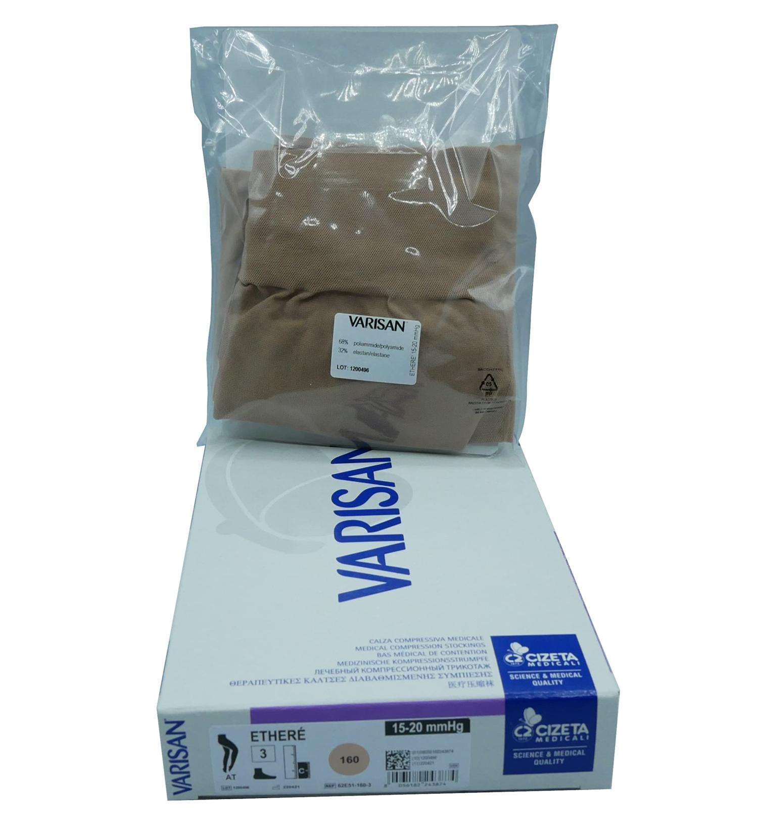 Cizeta Medicali Varisan Ethere1520 medical stockings Ether compression tights 15-20 mmHg short length closed toe quinta Poudre