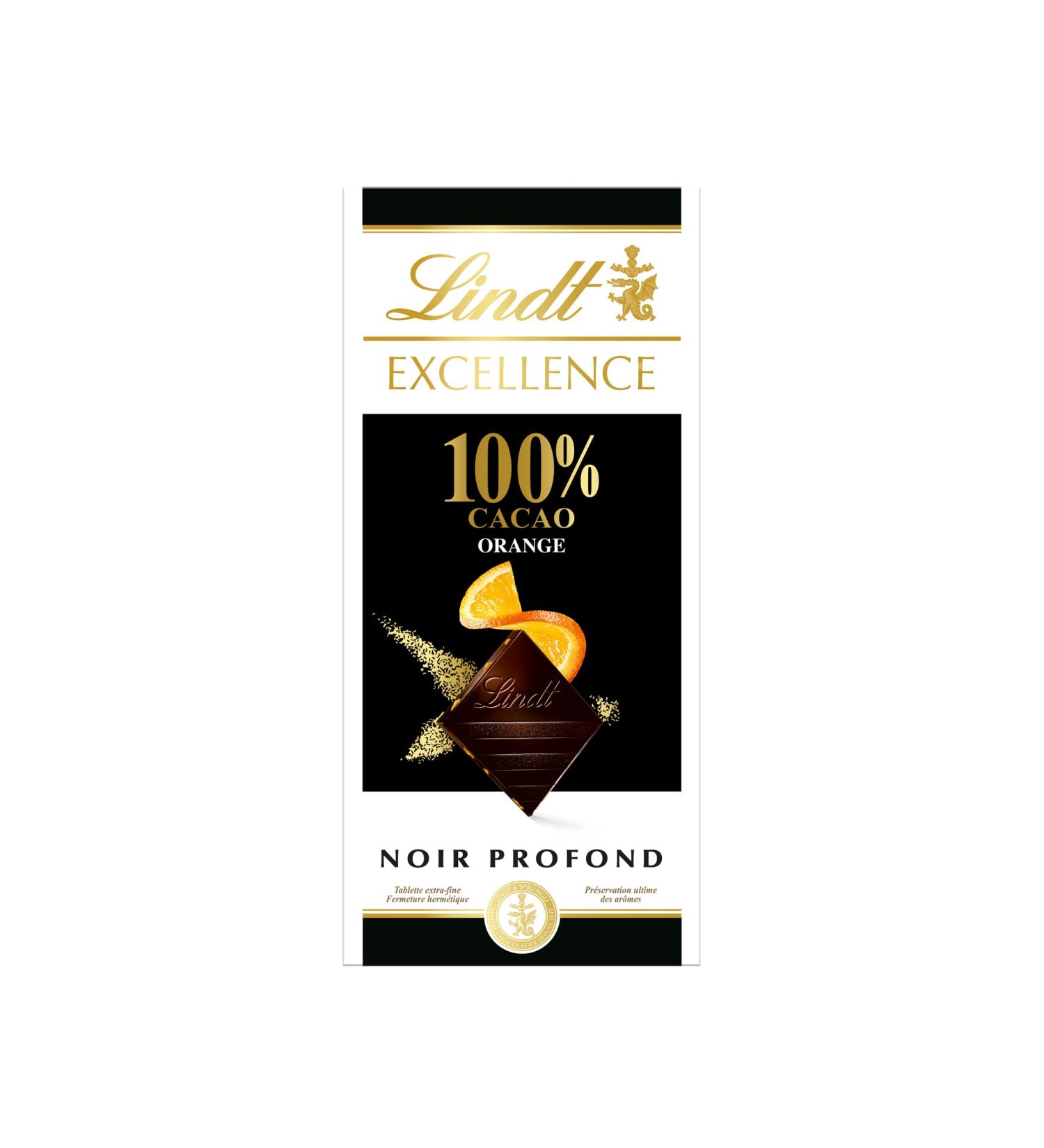  Lindt Lindt - 100% Cocoa Orange EXCELLENCE Tablet - Dark Chocolate 50g - Buy Online on GoSupps.com