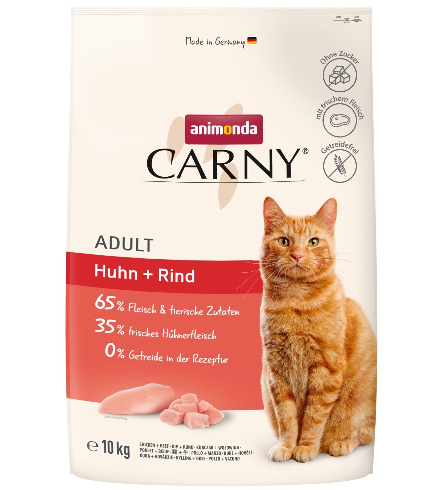 Animonda carny cat food adult - dry food cat sugar -free and without grain - with chicken + cattle 1 x 10 kg chicken + beef 10 kg (1 Pack)