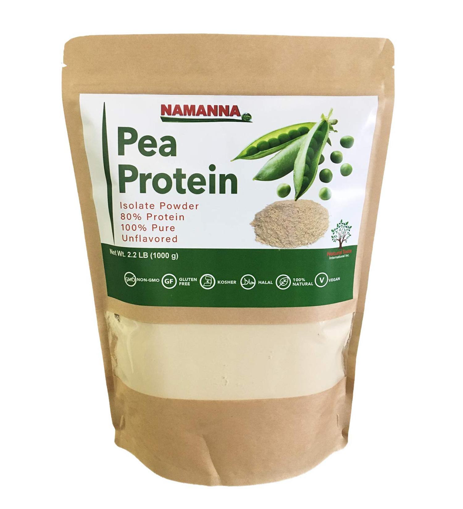 Namanna Pea Protein Powder (2.2 lb) - 80% Protein, Non-GMO, Vegan, Kosher, Halal, Gluten Free, Dairy Free - Unflavored Plant Based Protein for Keto - 100% Pure - Buy Online on GoSupps.com