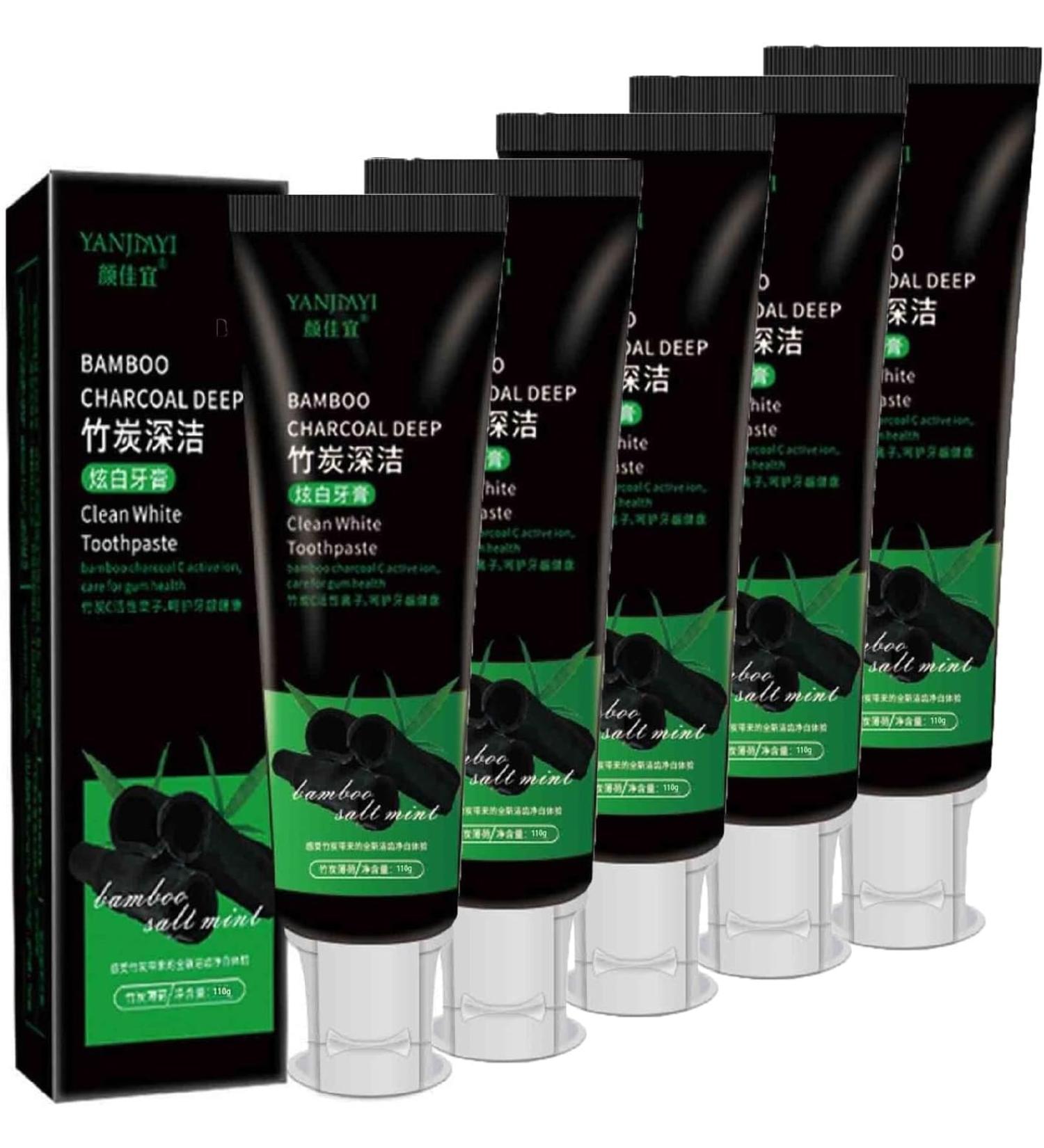 BAMBOO Charcoal Deep Toothpaste - Activated Carbon Whitening Fresh Breath Deep Stain Removal (5 PCs) - Buy Online on GoSupps.com