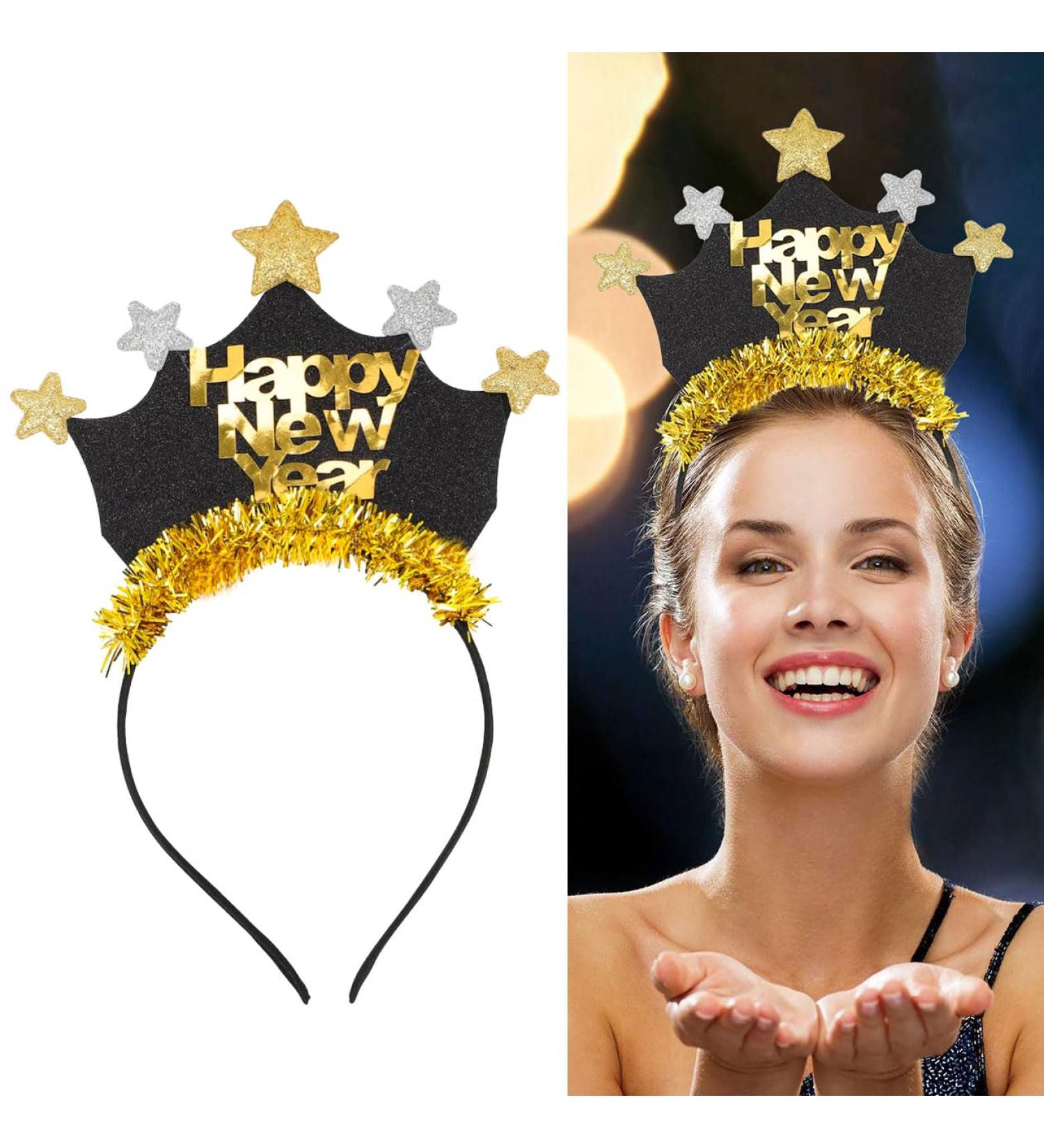 Makenlug Happy New Year Headband 2024 New Year Eve Party Star Crown Headband for Kids Adults New Year Costume Holiday Party Favors Photo Props Gifts - Buy Online on GoSupps.com