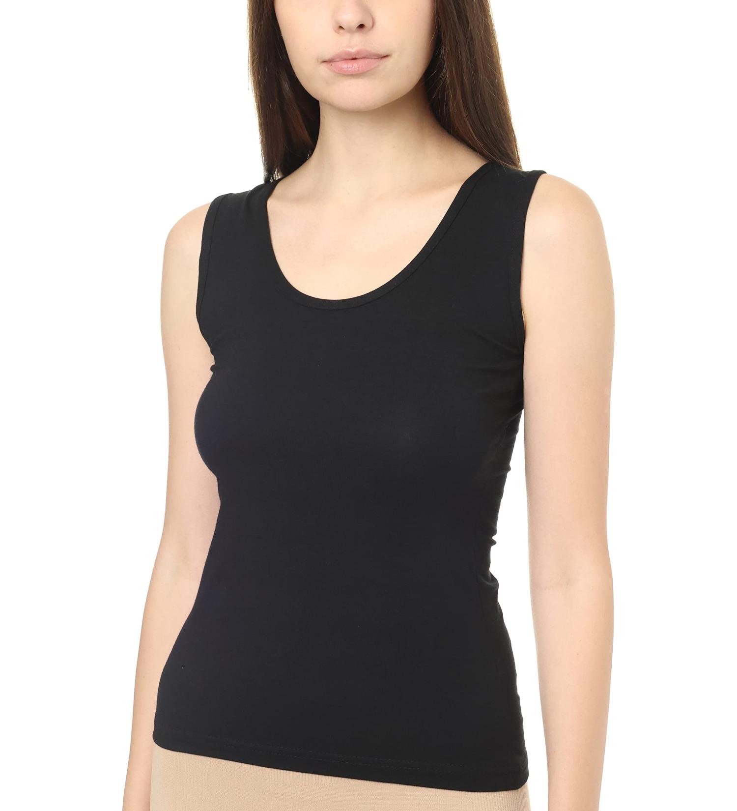 Cottonil Black Sleeveless Wide Round Neck Top for Women XL - Buy Online on GoSupps.com