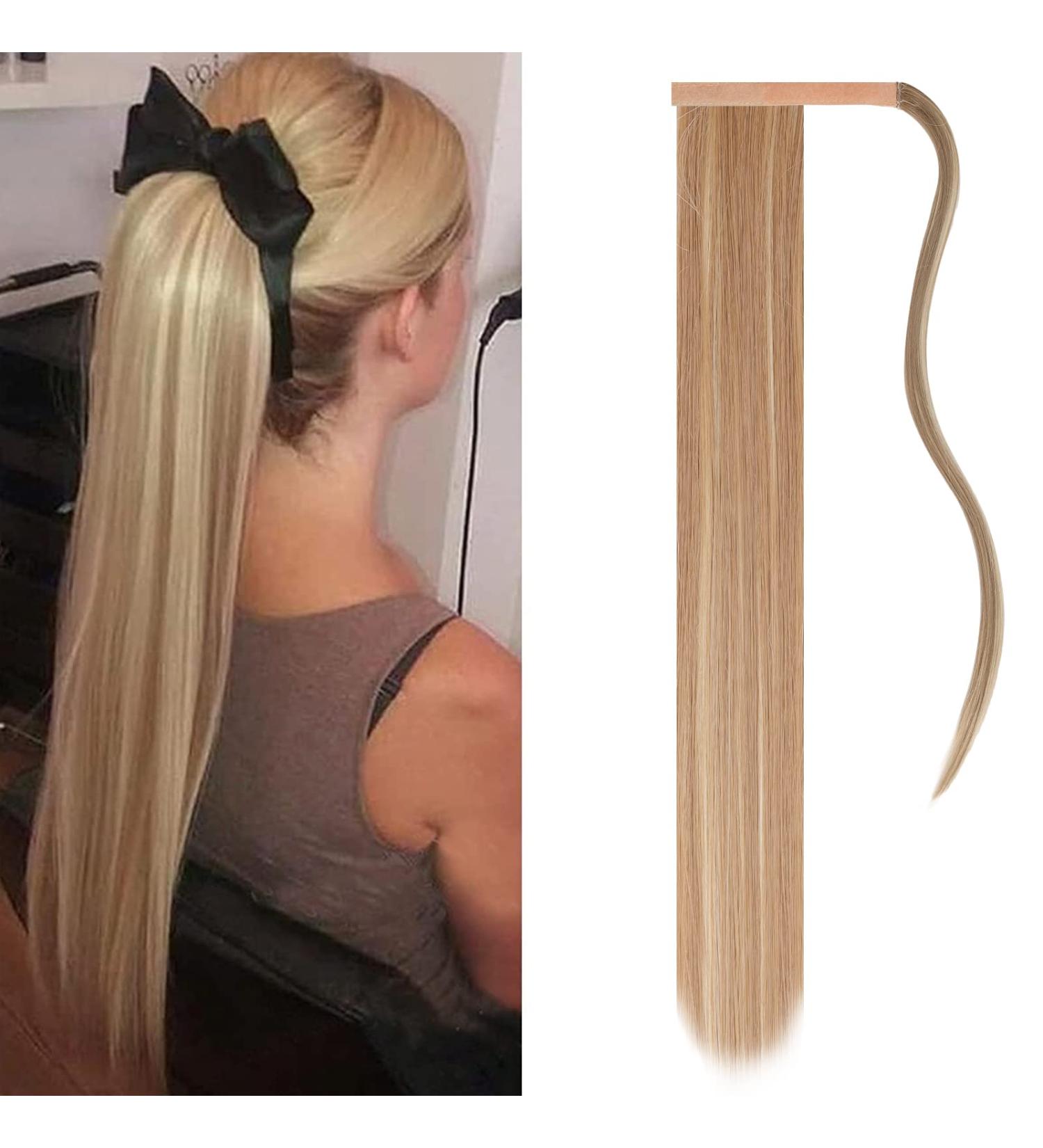 JJstar 70 cm Long Straight Ponytail Hairpiece - Synthetic Hair Extensions for Women & Girls (Dirty Blonde) - International Shipping Available - Buy Online on GoSupps.com
