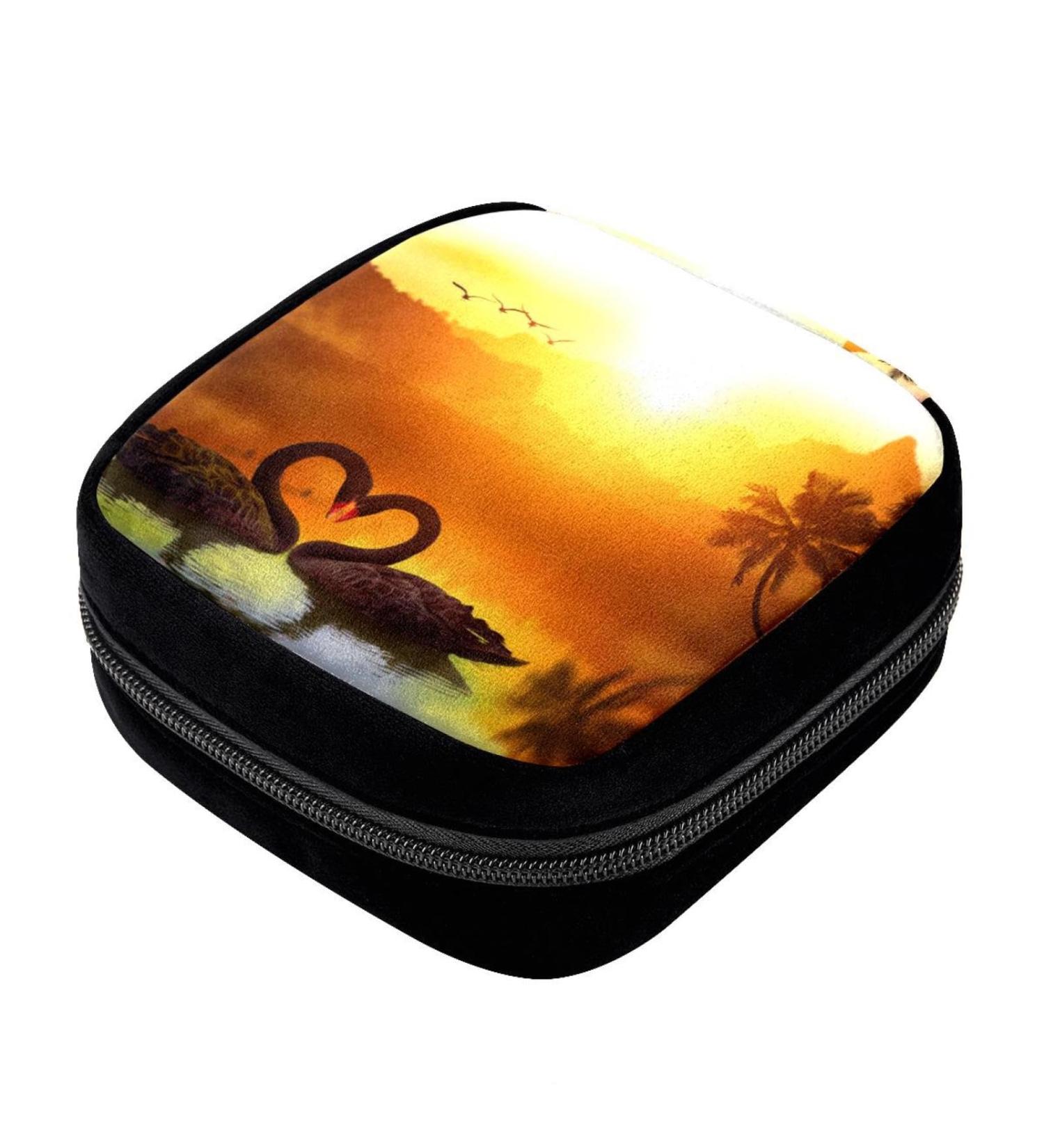 GIAPB Period Bag - Black Swan Heart Shape Color1864 | Sanitary Napkin Storage and Makeup Pouch - Buy Online on GoSupps.com