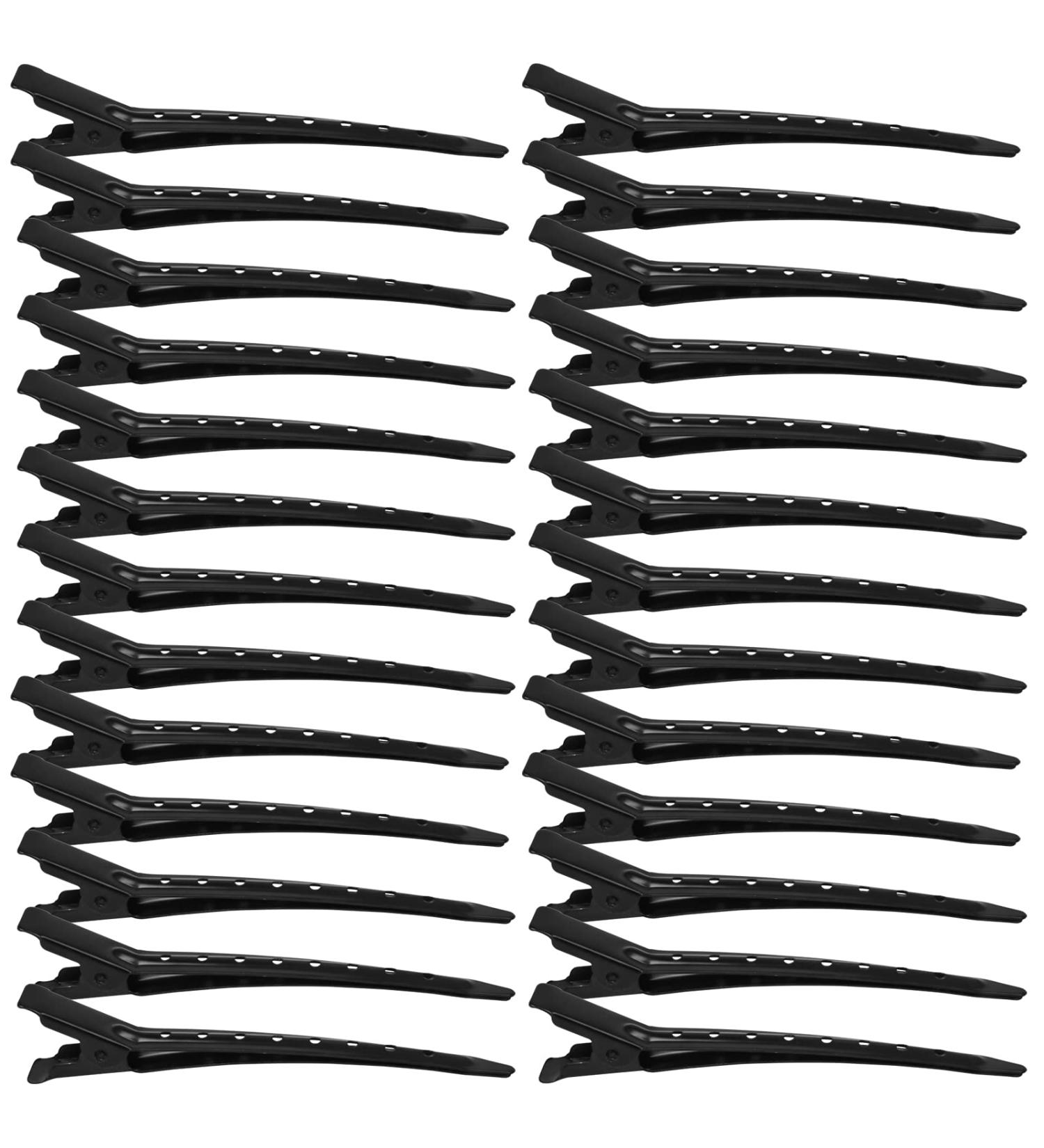 Zsanhua 26 Pieces Duck Bill Hair Clips 9cm Duck Bill Hairpins Curl Clips Stainless Steel Curl Clips Sectioning Clips with Holes Clips Hair Styling Clips for Salon and DIY (Black) - Buy Online on GoSupps.com
