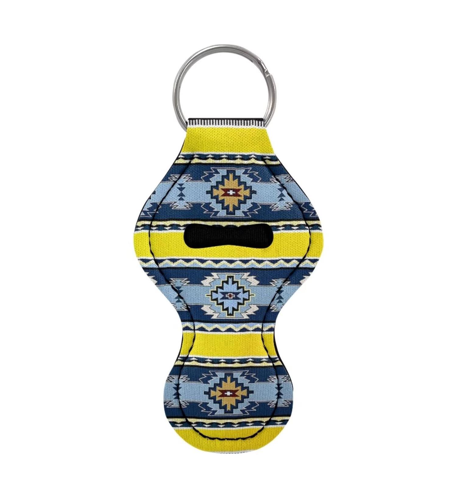 Chapstick women's keychain lip balm lipstick Chapstick Safeguard liner keychain Southwestern Aztec Stripes - Blue and Yellow One Size - Buy Online on GoSupps.com