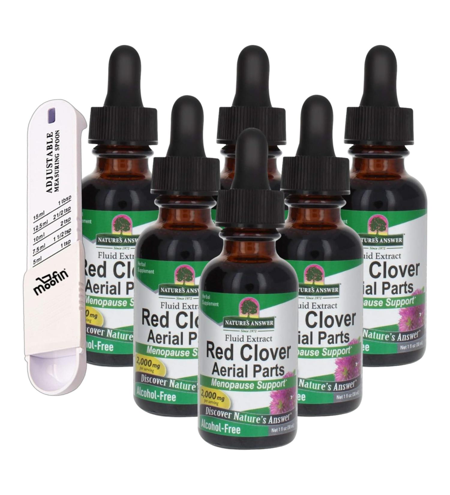 Nature's Answer Red Clover Extract - Alcohol-Free Menopause Support Hormonal Balance Herbal Supplement 0.2 lbs (6-Pack) - Includes Measuring Spoon - International Shipping Available - Buy Online on GoSupps.com