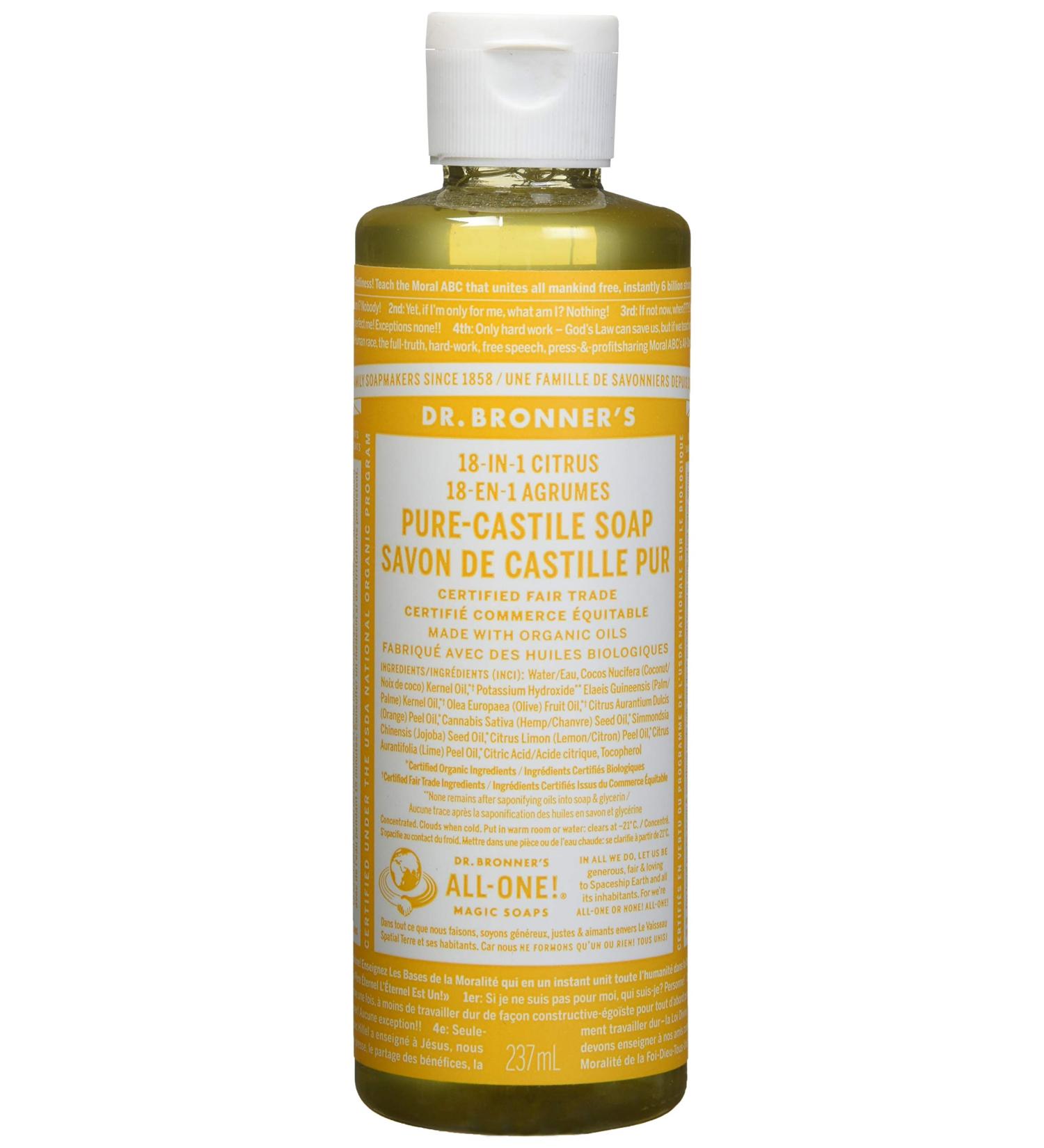 Dr. Bronner's Organic Pure Castile Liquid Soap Citrus Orange - 8 fl oz | Eco-Friendly & Natural Cleanser - Buy Internationally - Buy Online on GoSupps.com