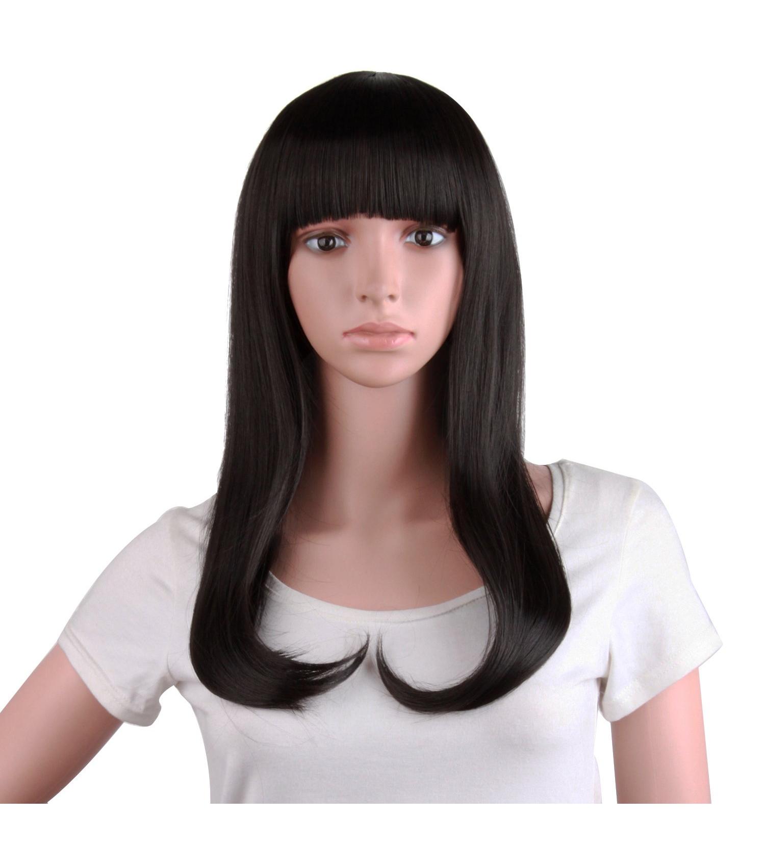 MapofBeauty 20 Flat Bangs Straight Hair Slightly Curled Wig (Black) - 50cm Length | Shop Now - Buy Online on GoSupps.com