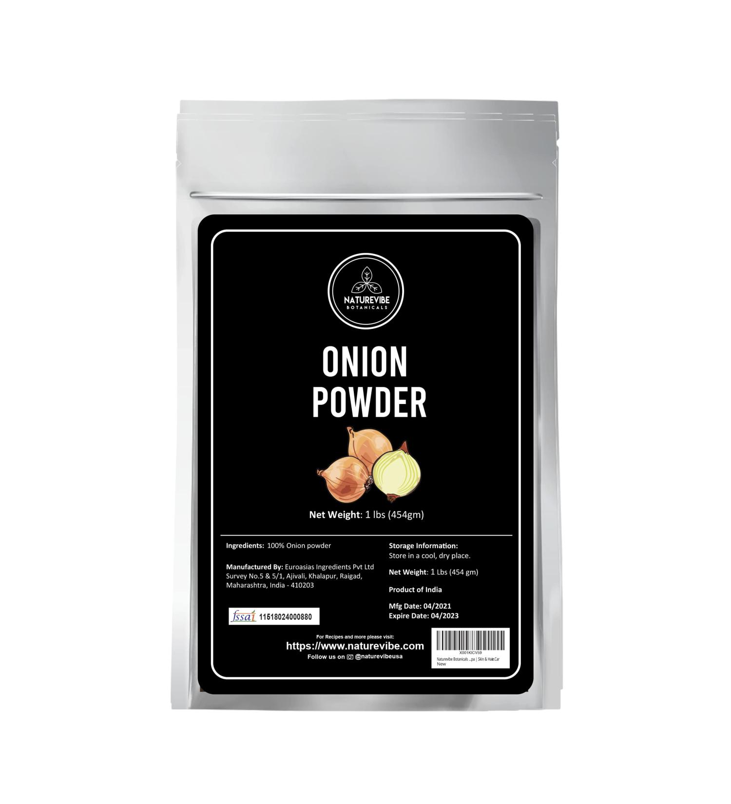 Naturevibe Botanicals Organic Ground Onion Powder 1lb - Gluten-Free & Non-GMO - Allium Cepa - Skin and Hair Care - Buy Online on GoSupps.com