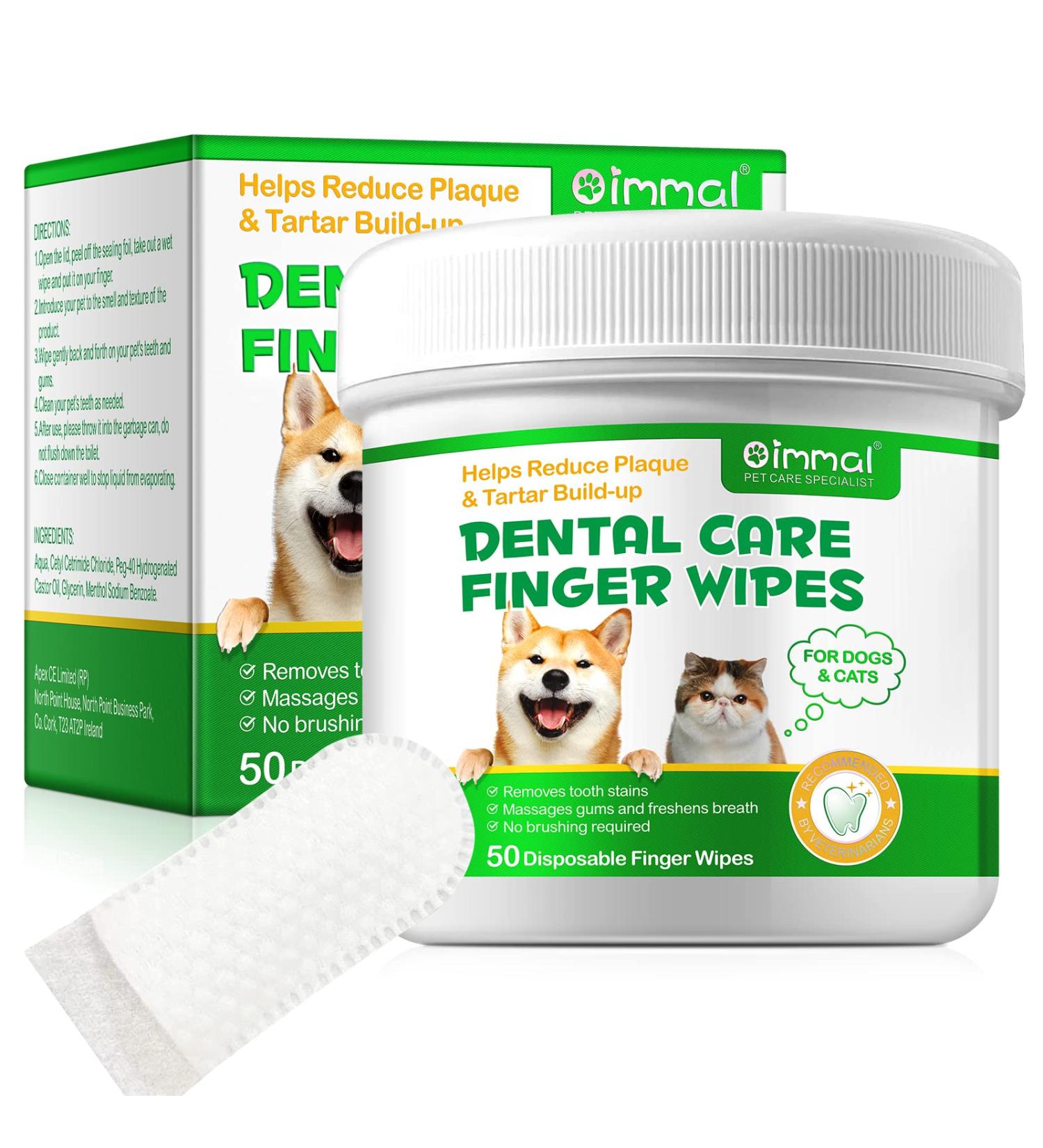 Dental Care Towels for Dogs & Cats | 50-Piece Pet Finger Wipes for Plaque Gum Care & Tartar Removal - Buy Online on GoSupps.com