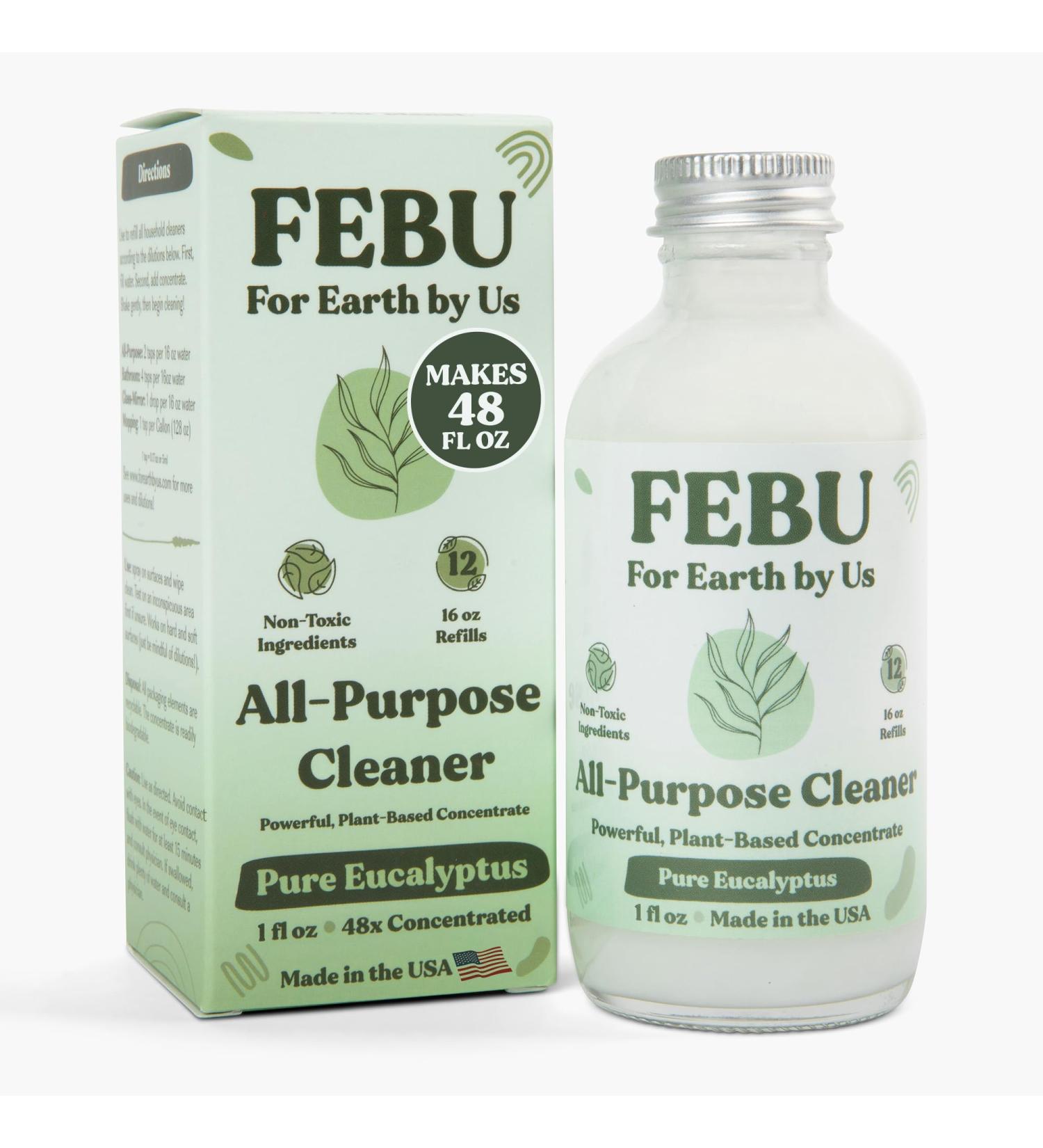 FEBU All Purpose Cleaner - Pure Eucalyptus Natural Concentrate 48 Fl Oz Plant-Based Eco-Friendly Safe for Home Use - Buy Online on GoSupps.com