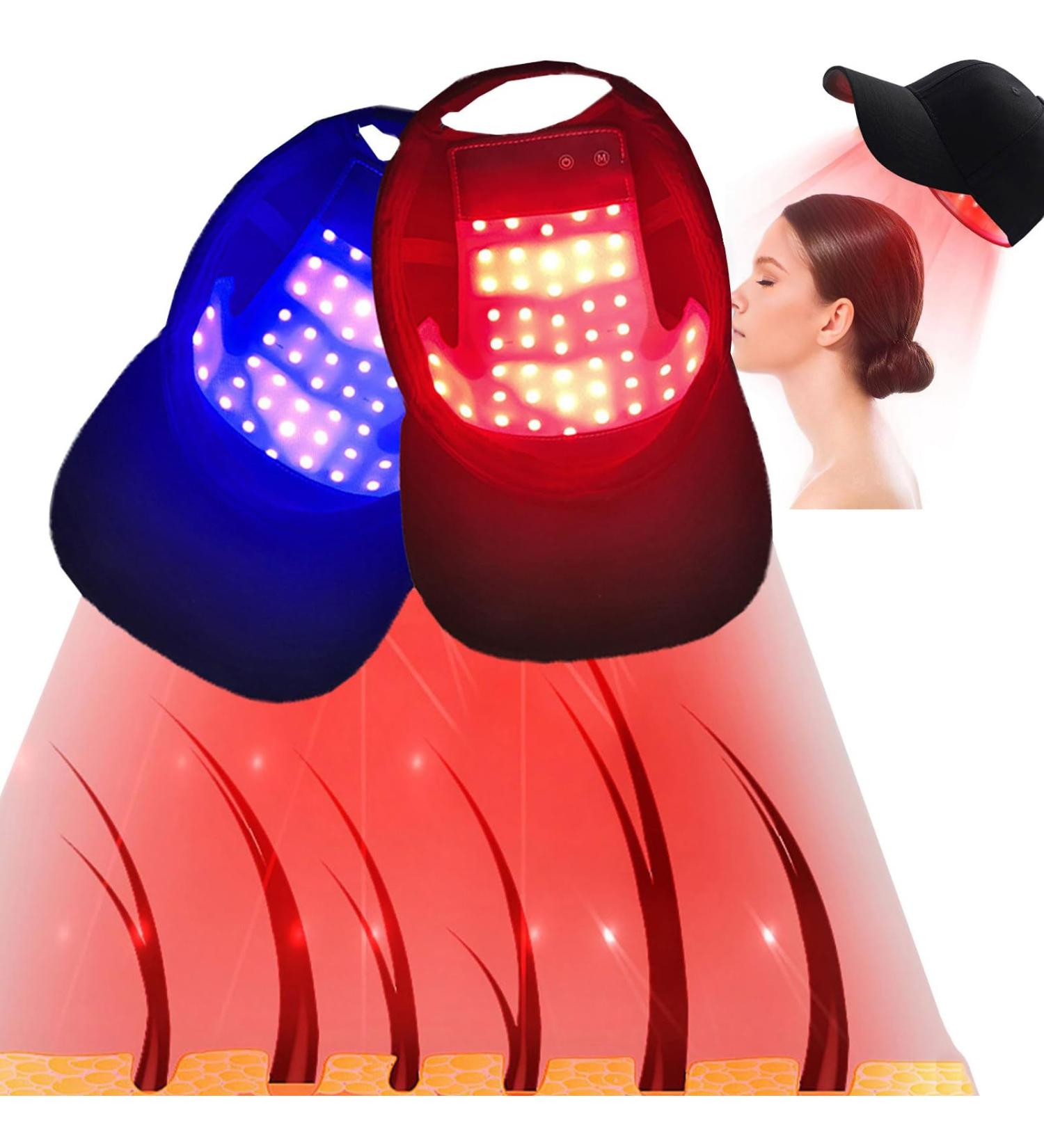 Bonnet De Croissance des Cheveux (48 LED) Bonnet De Croissance des Cheveux Lumi Re Rouge Et Bleue 4 Modes Contr Le De l'huile Favorise Une Croissance Rapide des Cheveux - Buy Online on GoSupps.com