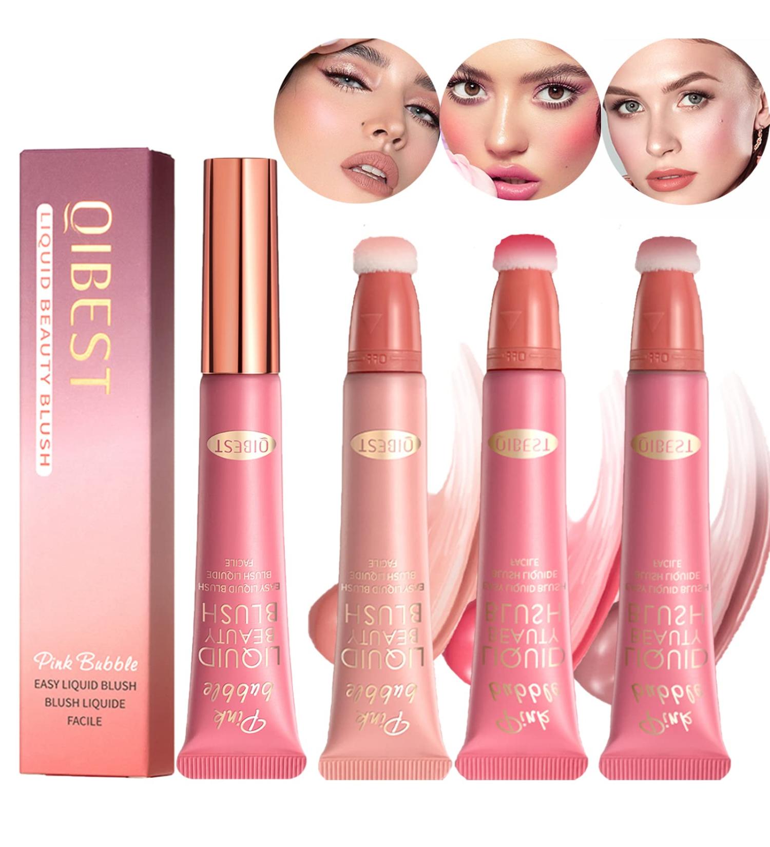 3pcs Liquid Blush Makeup Wand - Cream Blush with Cushion Applicator for Cheeks - Weightless Blendable Stick for Natural-looking Dewy Glow - Buy Online on GoSupps.com