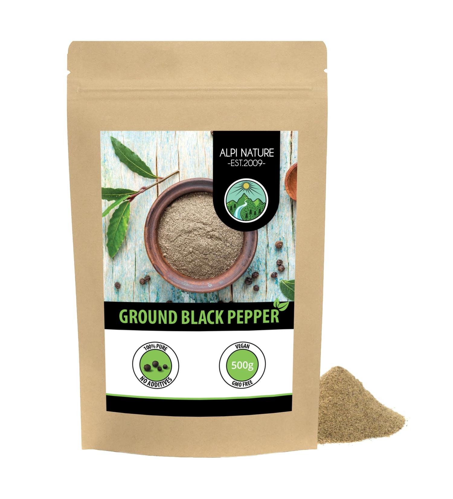 Organic Black Pepper Ground 500g - 100% Natural & Vegan | Pack of 1 - Buy Online on GoSupps.com
