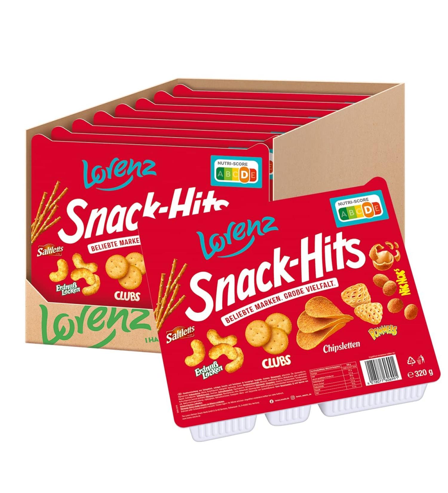 Lorenz Snack World Snack Hits - Pack of 8 (8 x 320g) | Premium International Snacks for Every Craving - Buy Online on GoSupps.com