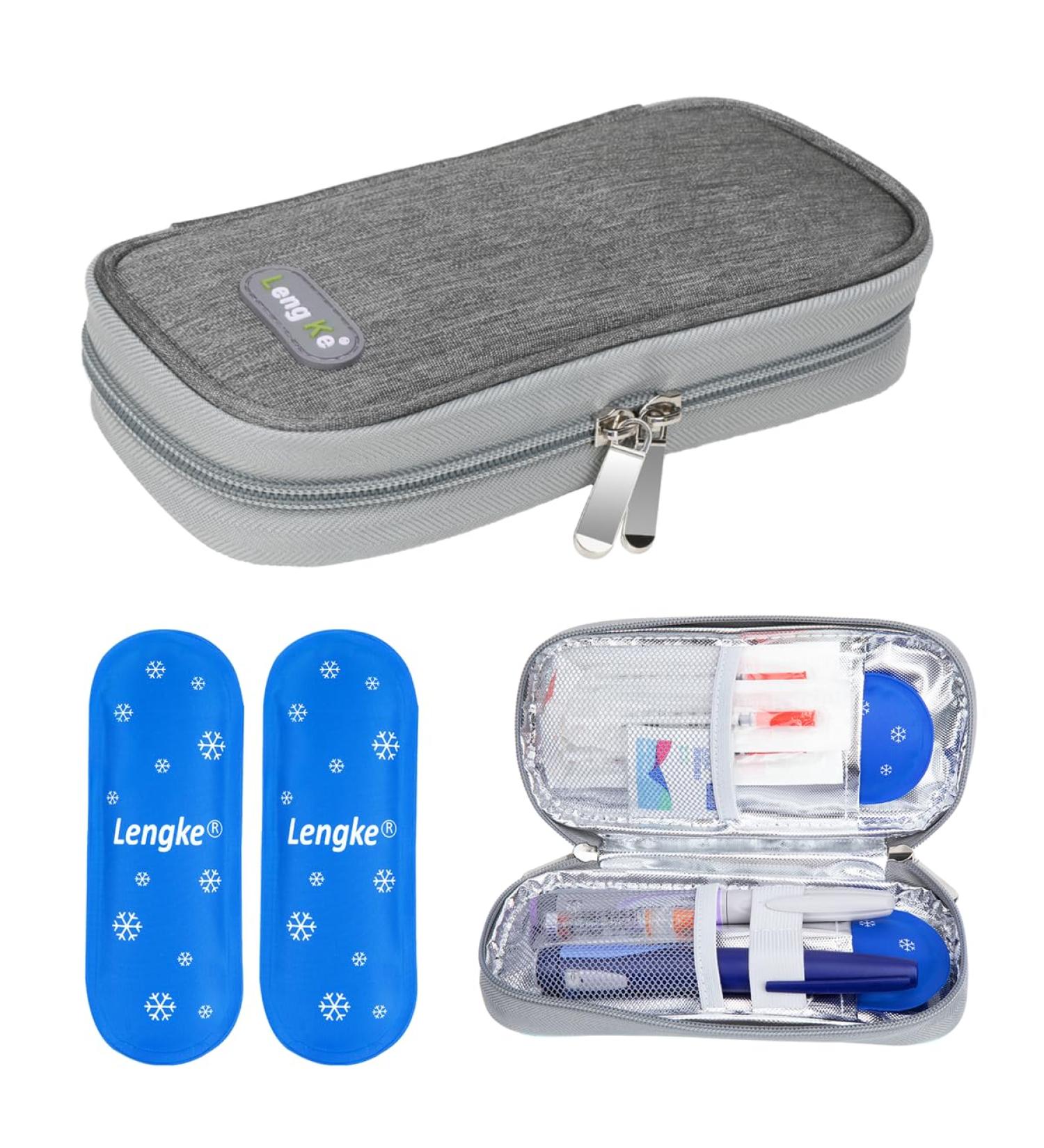Youshares Insulin Cooling Bag - Diabetic Cooler Case with Nylon Packs for Safe Storage (Gray) - Buy Online on GoSupps.com