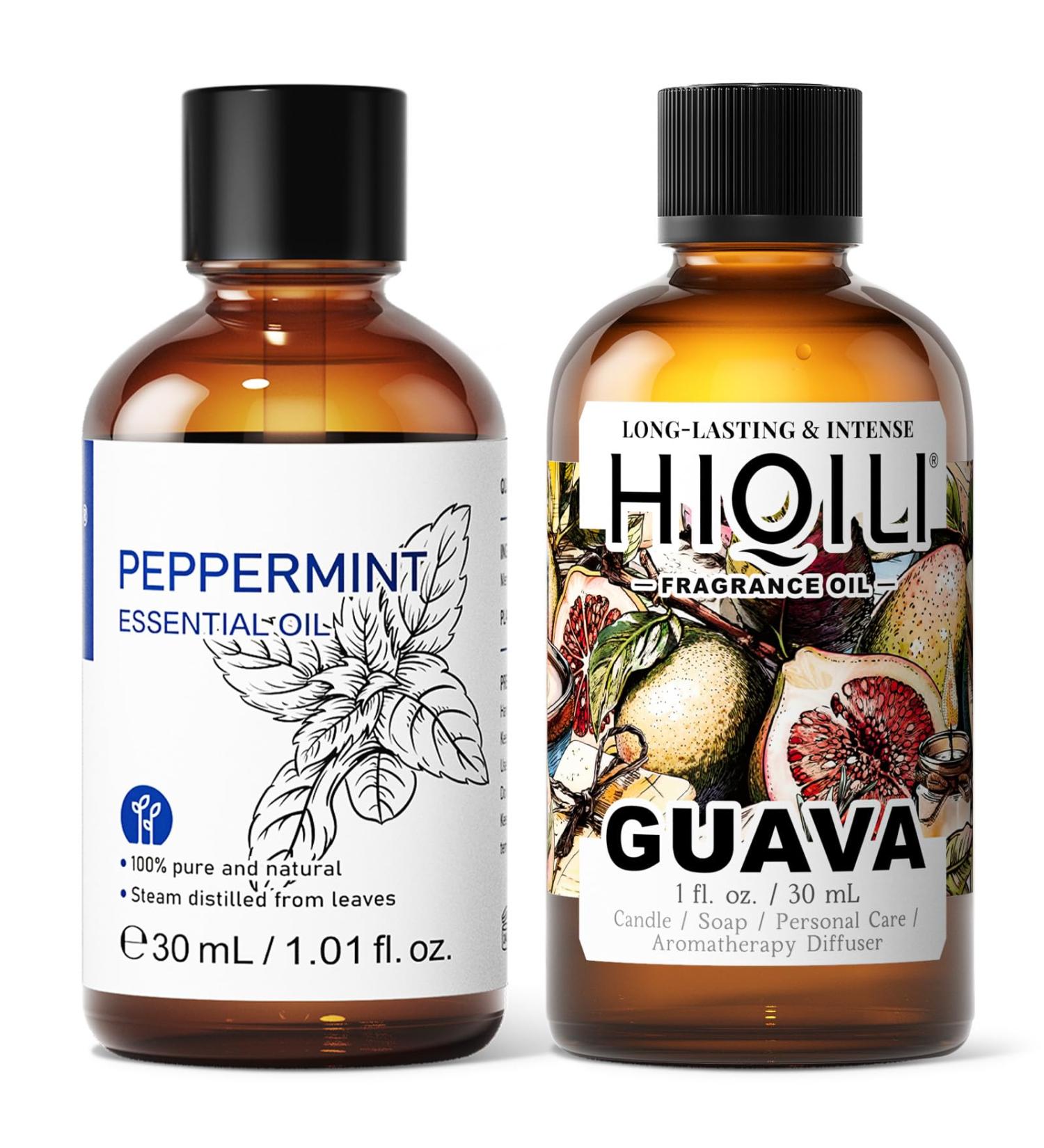 HIQILI 30ML Peppermint Essential Oil & 30ML Guava Fragrance Oil for DIY Diffuser - Buy Online on GoSupps.com