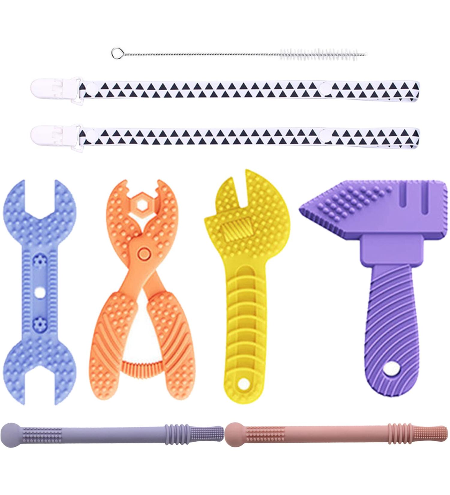 AUXHCYL 6 Pack Silicone Baby Teething Toys for 0-6 Months - Hammer, Wrench, Spanner, Pliers Shapes - Molar Teether Chew Toys for Infants - Buy Online on GoSupps.com