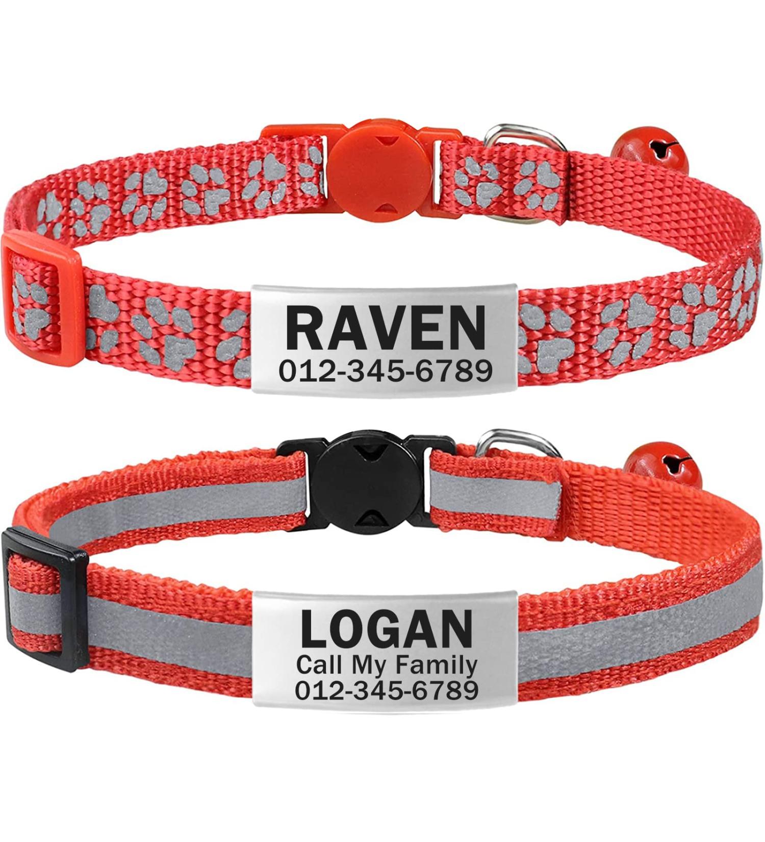 Tagme Cat Collar 2 Pack - Personalized Name & Phone Number Safety Clasp & Bell Adjustable 15-20cm for Kittens - Red - Buy Online on GoSupps.com