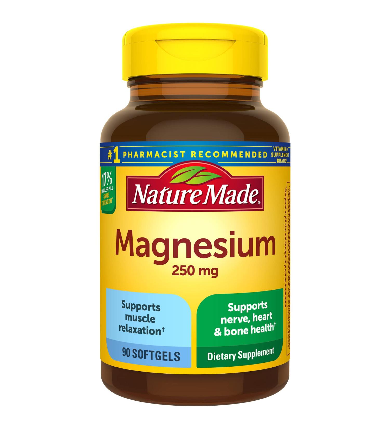 Nature Made Magnesium 250mg Softgels | Muscle, Heart, Bone & Nerve Support | 90 Day Supply - Buy Online on GoSupps.com