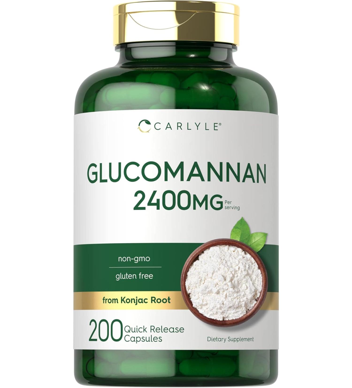 Glucomannan Capsules 200 Count | Soluble Fiber Pills | Non-GMO Gluten Free Supplement by Carlyle - Buy Online on GoSupps.com