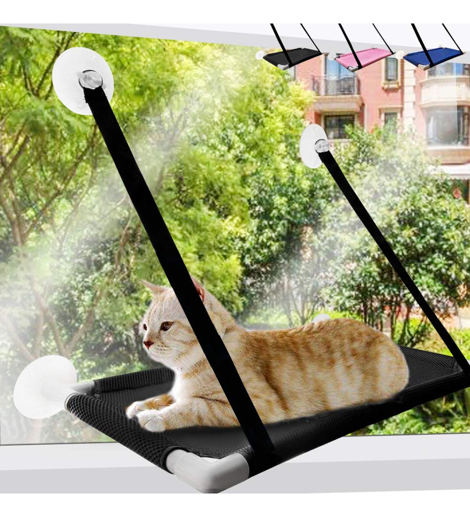 Cat Window Perch - Durable Sunny Seat Hammock for Climbing, Space Saving Design - Black Cat Accessories - Buy Online on GoSupps.com