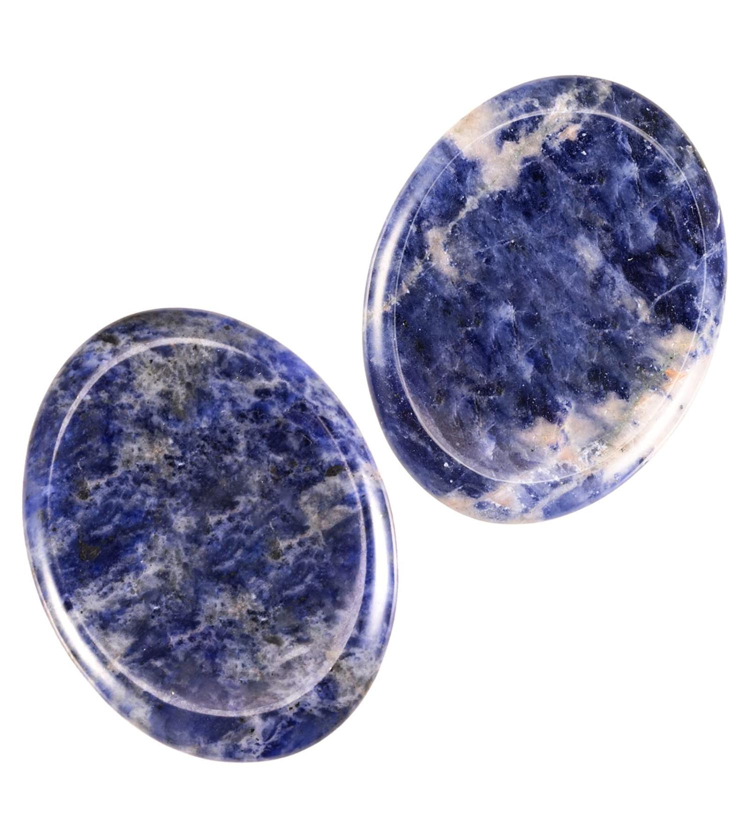 Nupuyai 2pcs Sodalite Oval Thumb Worry Stone Set for Anxiety Relief - Energy Crystal Healing Palm Stone 45x35mm #1-blue - Buy Online on GoSupps.com