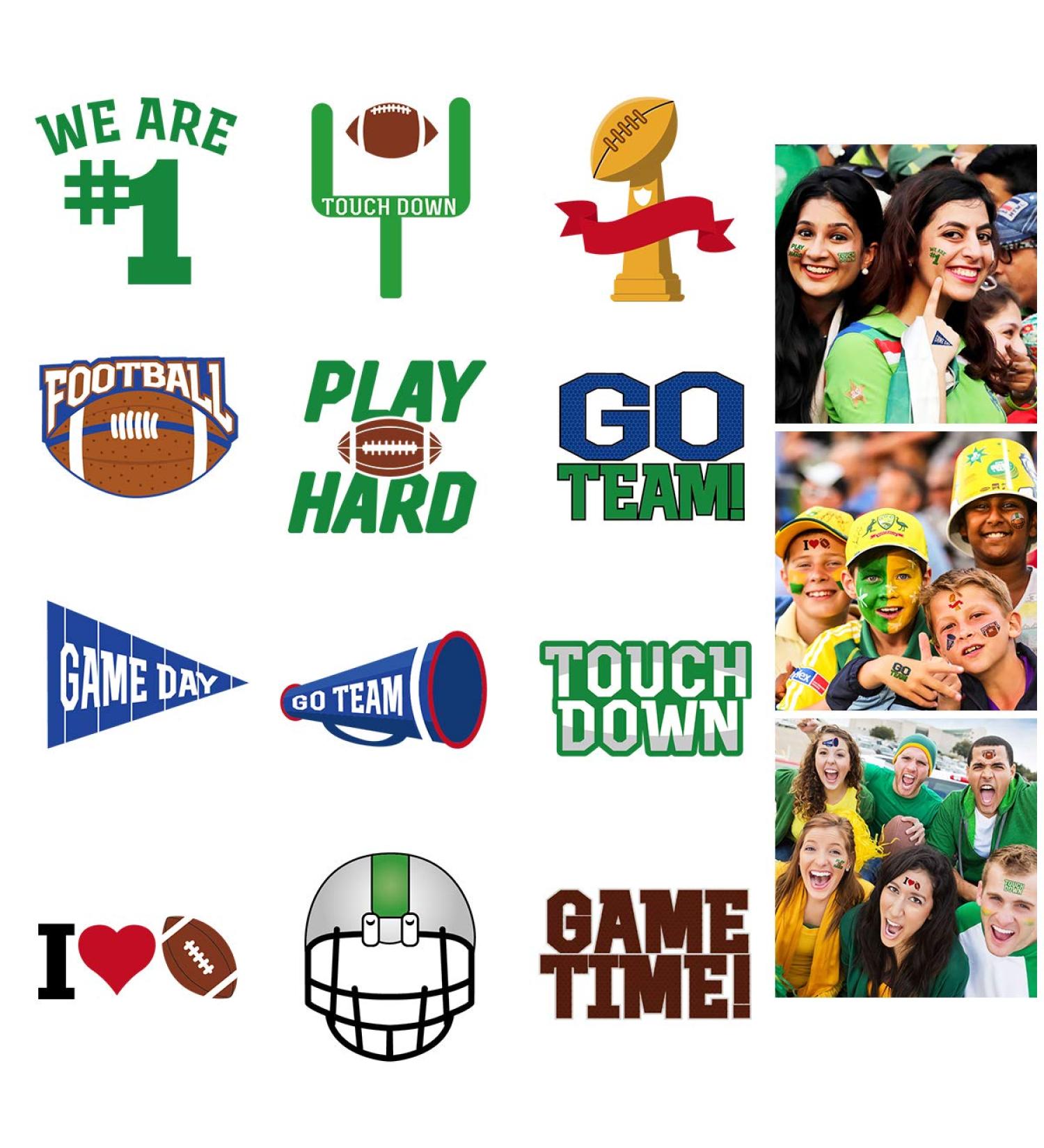 LUOEM Football Face Tattoos - 72 Pcs Temporary Body Stickers for Sports Events and Parties - Buy Online on GoSupps.com