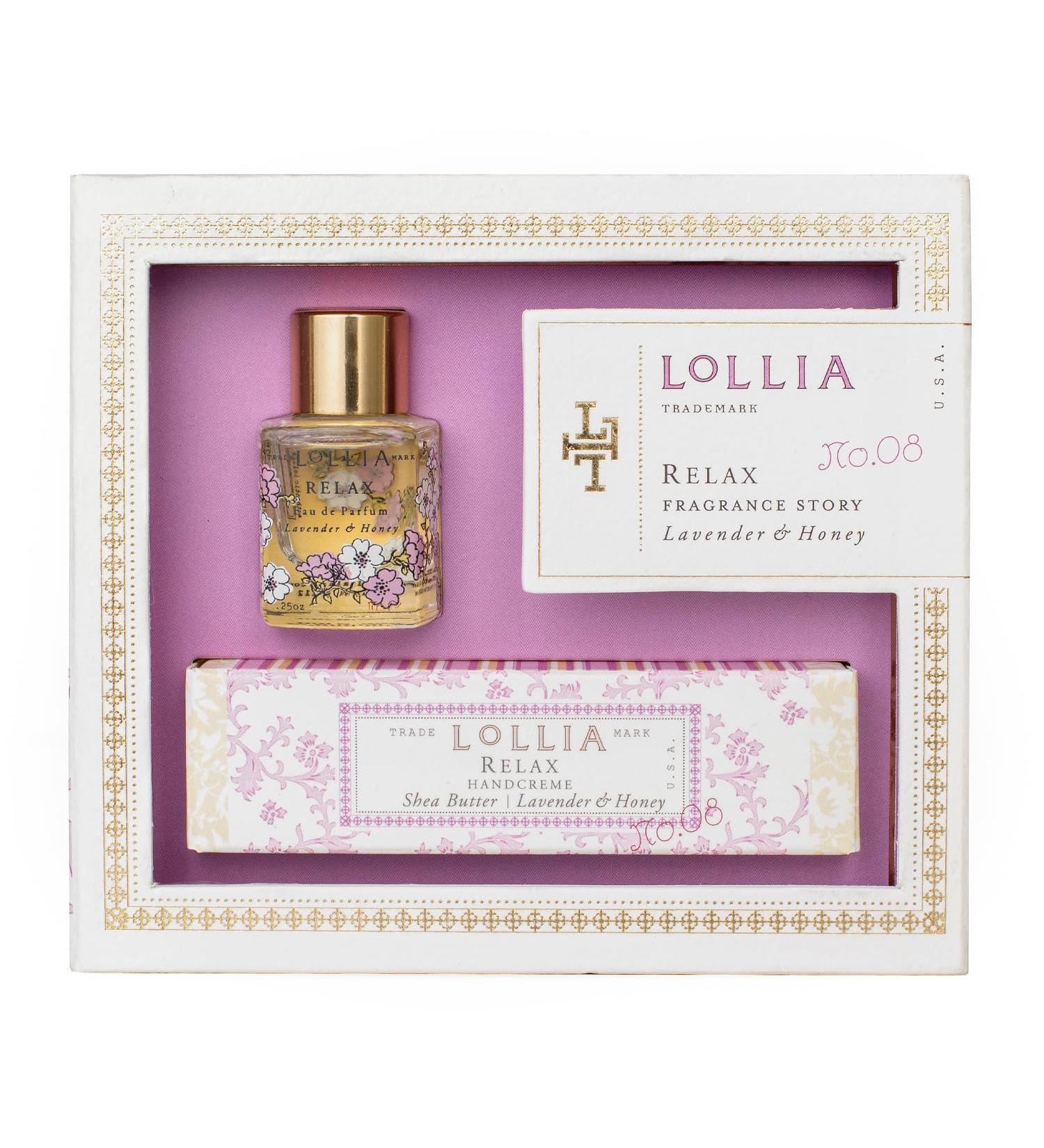 Lollia Relax Fragrance Story Gift Set .16 fl. oz. Eau de Parfum & .33 oz. Petite Treat Handcreme Lavender & Honey Shea Butter Hand Cream for Women Travel Size Perfume Hand Lotion for Dry Hands - Buy Online on GoSupps.com
