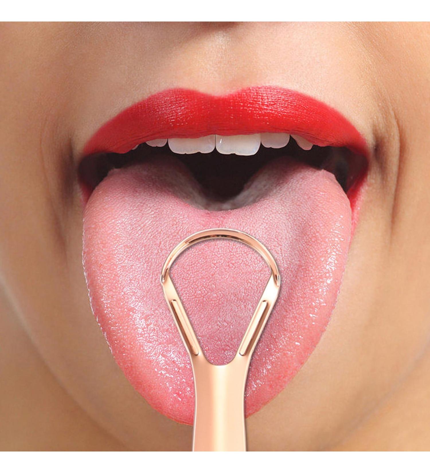 Monnadu Stainless Steel Tongue Scraper - Professional Tongue Cleaner for Fresher Breath | Rose Gold Metal Tongue Scraps to Reduce Bad Breath | Perfect for Adults - Buy Online on GoSupps.com